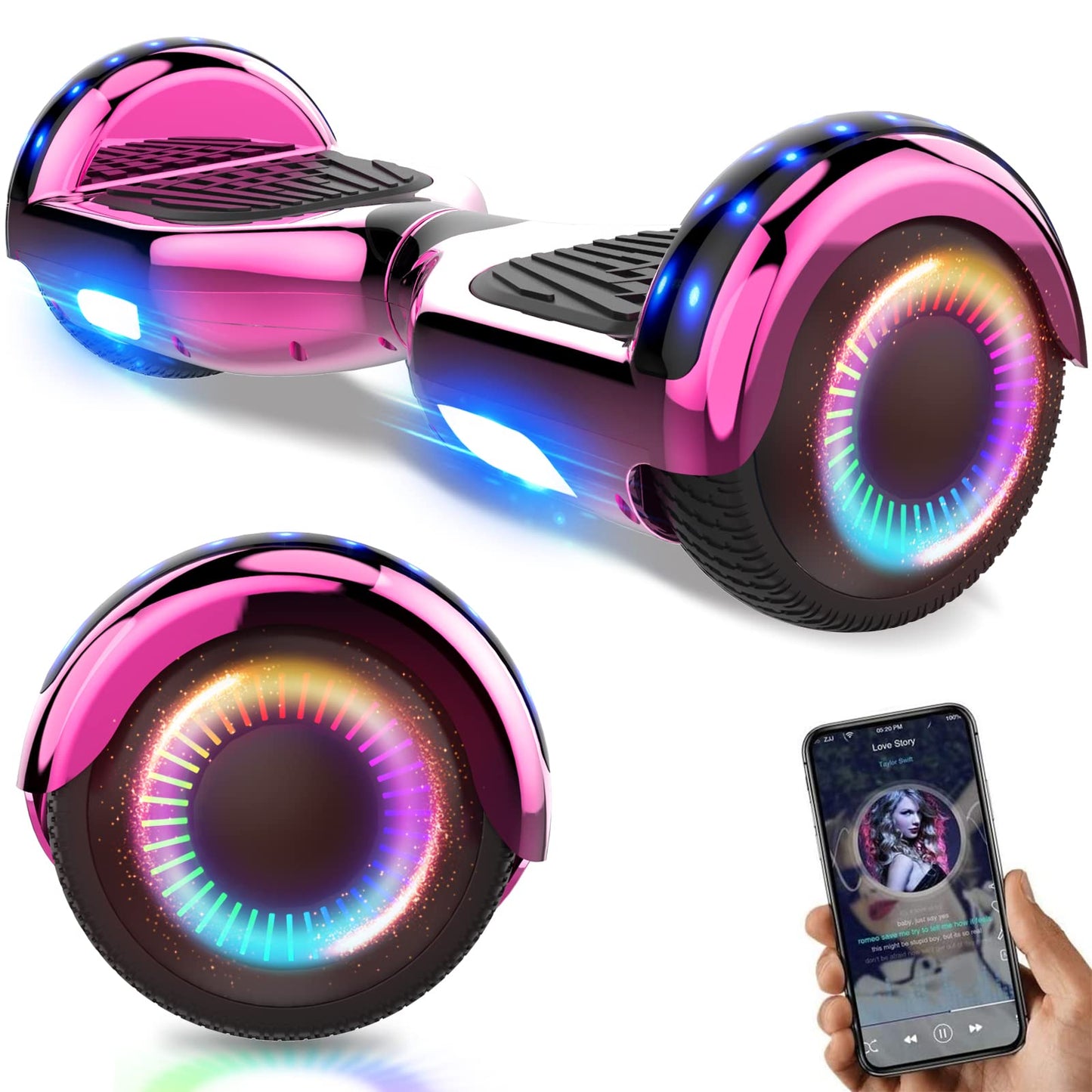 GeekMe Hoverboards, Hoverboards for Kids, Hoverboards with Bluetooth Speaker, Cool LED Lights, Gift for Kids