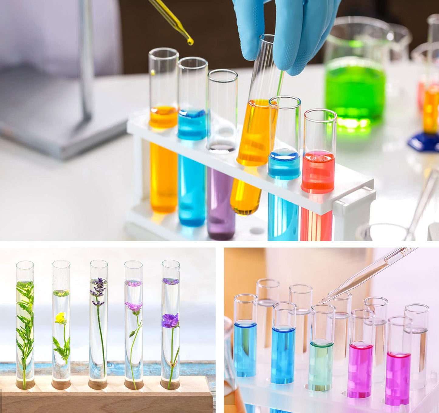Mocraft 30 pieces Test tube with cork glass Transparent Test tubes 20 x 150 mm Test tube for flowers, weddings, guest gifts with kraft paper label