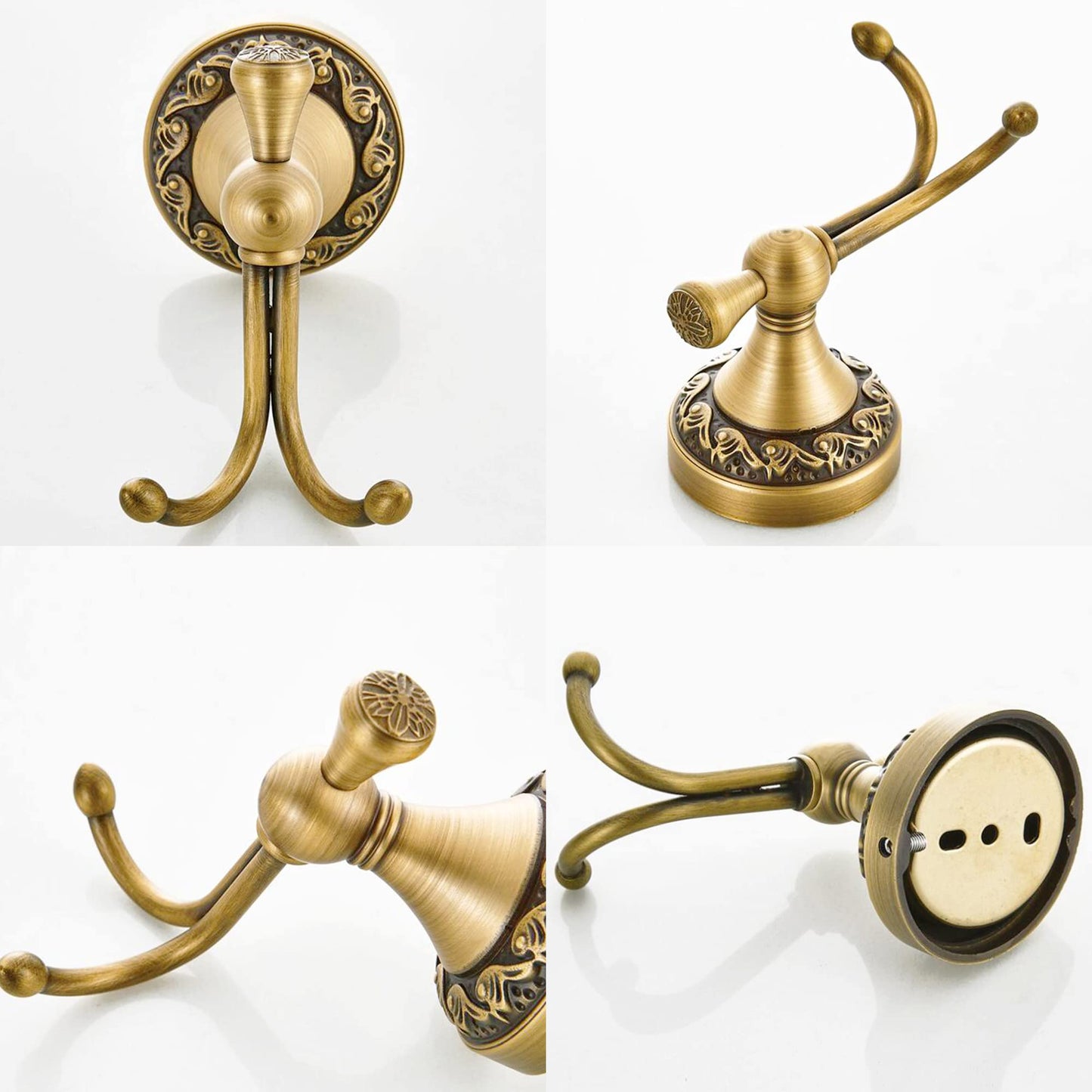 Antique Bronze Bathroom Hardware Set, Adjustable Towel Holder, Toilet Paper Holder, Towel Bar, Hooks, Bathroom Accessory Set Wall Mounted (Carved Pattern)