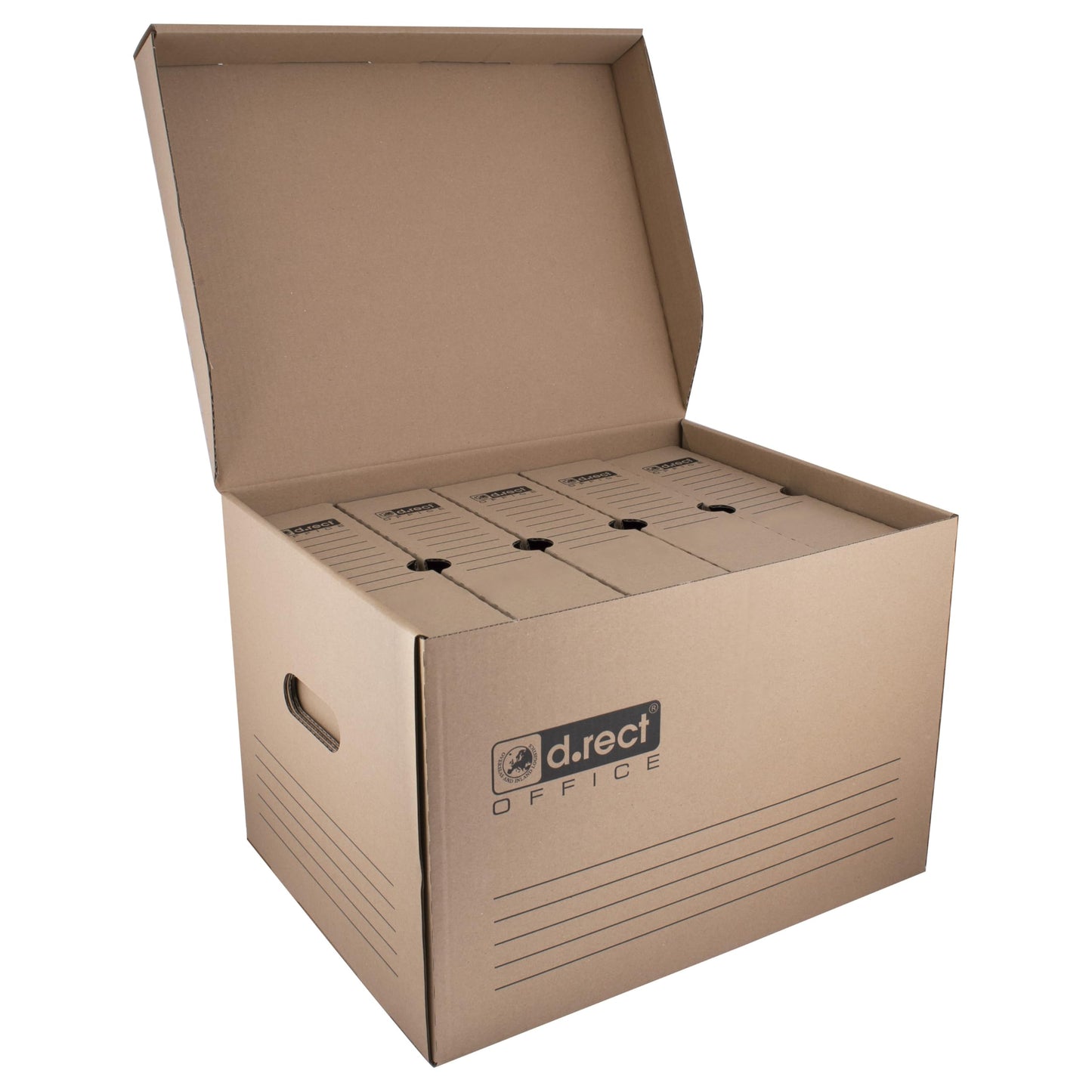 D.RECT 6 piece archive box 2100 storage box 431x333x294mm foldable lid box archive tray document box brown