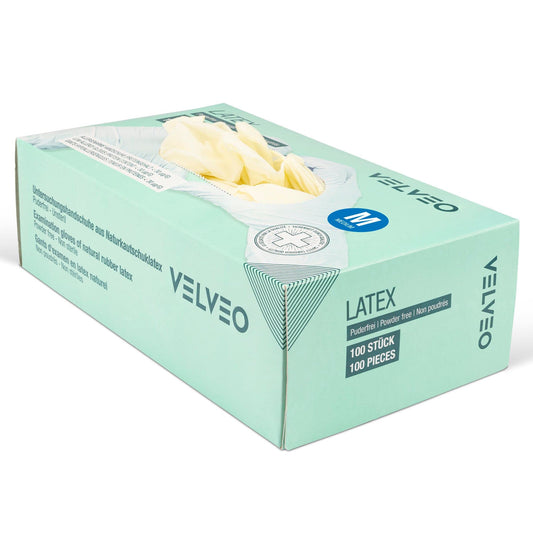 1,000 pieces of latex examination gloves, size selectable: S, M, L, XL Disposable gloves 10 boxes of 100 pieces each size M