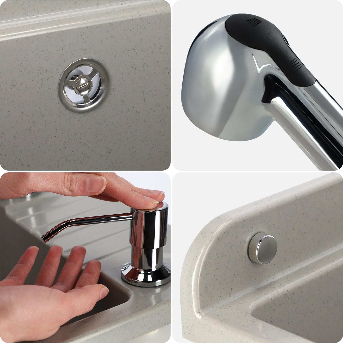 GOSPO Polypropylene sink, 50.5 x 34 x 26.5 cm, with faucet, siphon, soap dispenser, household utility sink (Grey)