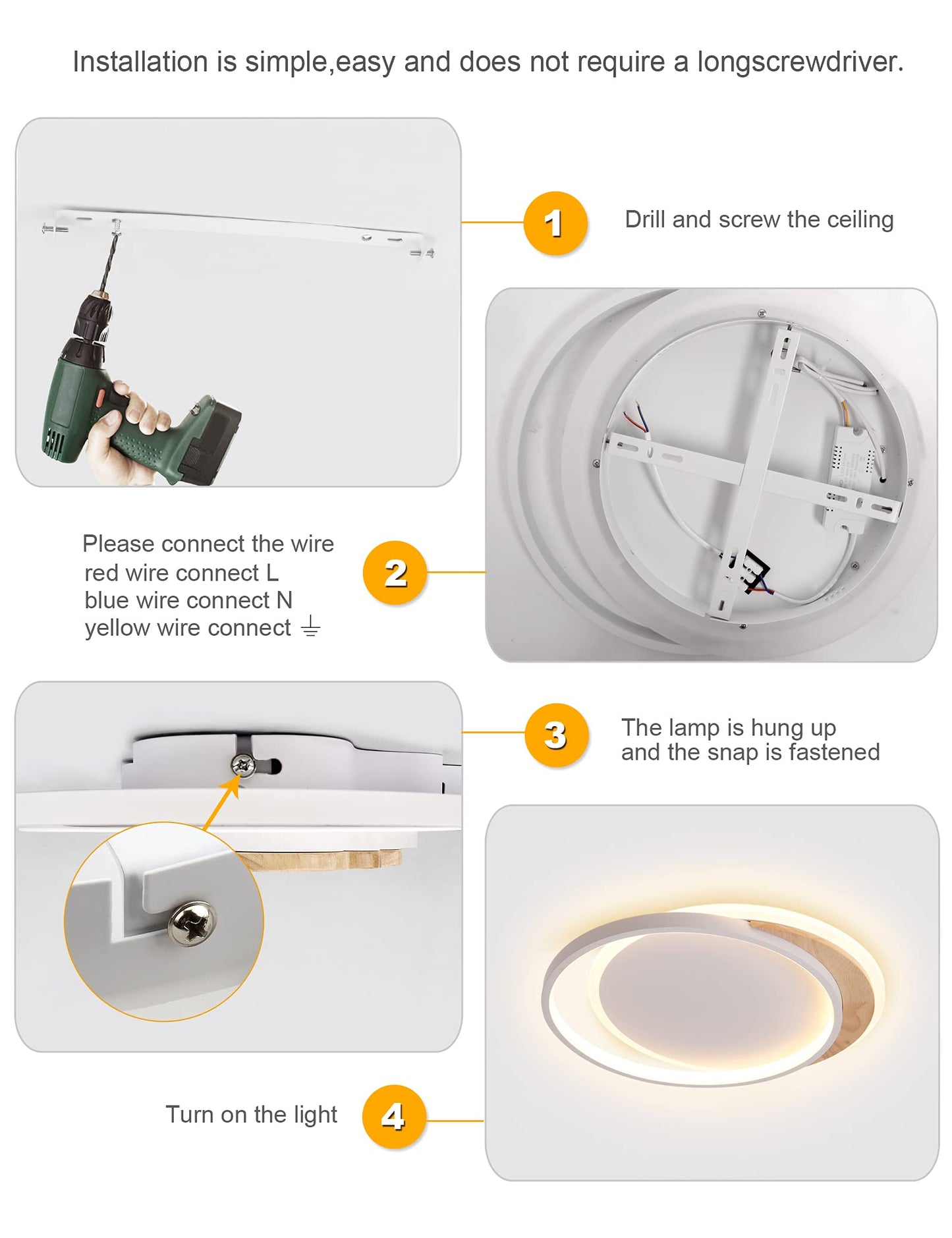 FANLG Ceiling Light Bedroom, 40cm LED Ceiling Light Dimmable 3000K-6000K Lamp Living Room 24W Modern LED Ceiling Light for Bedroom Living Room Balcony Kitchen Hallway Children's Room
