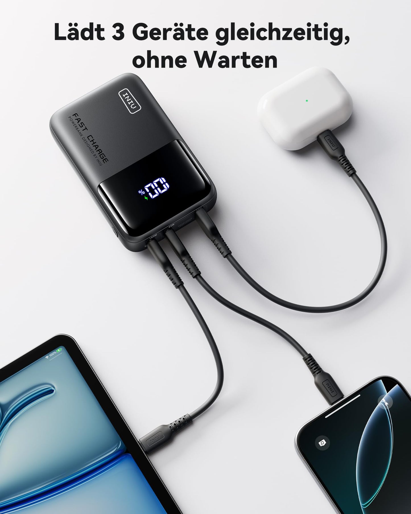 INIU Power Bank, 25000mAh 100W power bank small but powerful for phones & laptops, fast outdoor camping external phone batteries, compatible with MacBook iPhone Samsung Steam Deck for men and women, orange