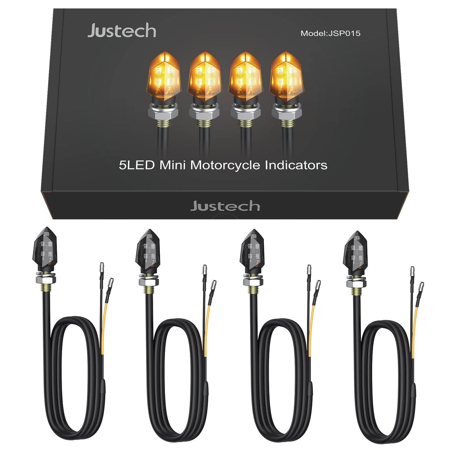 Justech 12V LED smoked micro indicator lights motorcycle daytime running lights universal running lights quad roller 4 pieces E-marked.