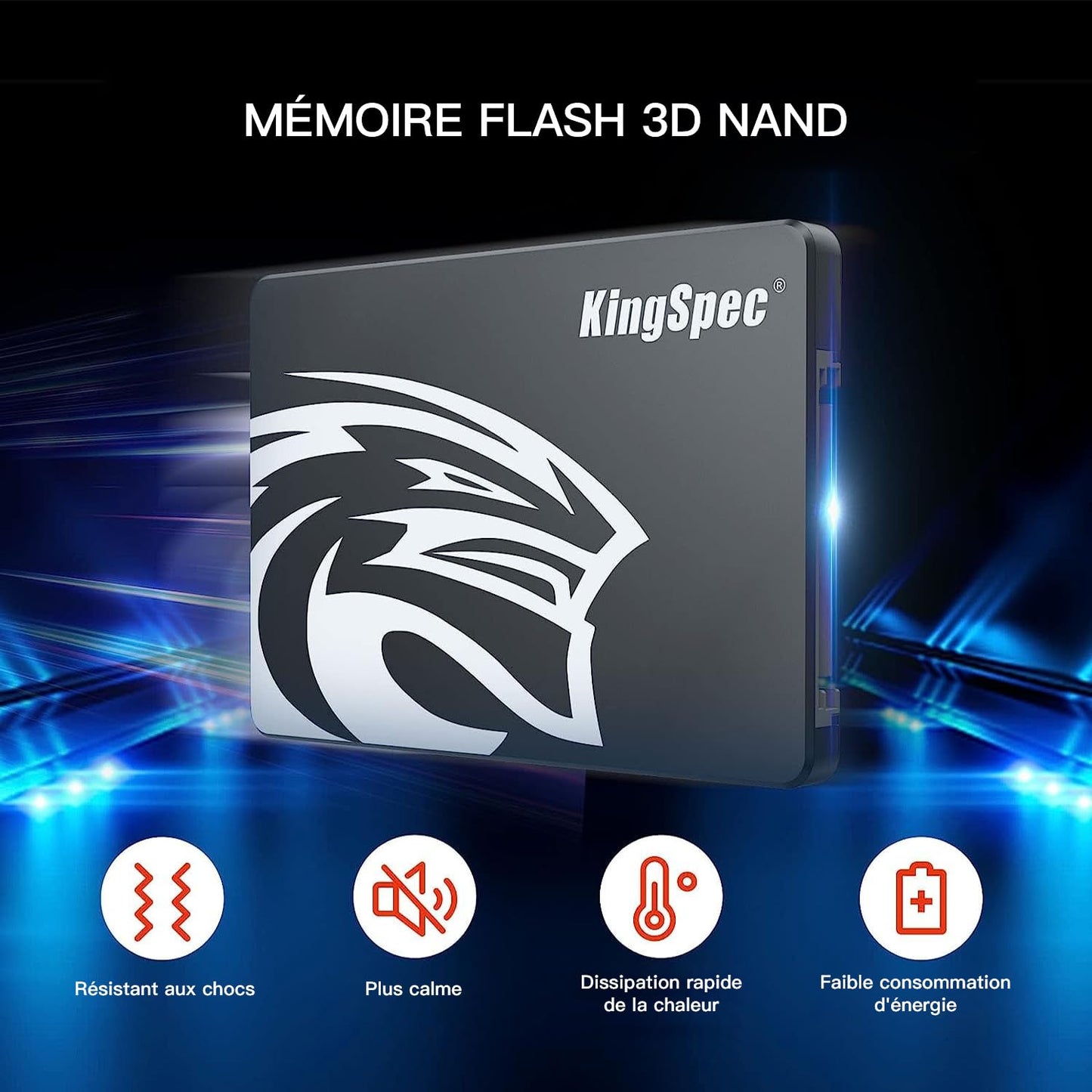 KingSpec 1TB 2.5" SATA SSD Internal Hard Drive SATA 3 internal SSD 3D NAND Flash, compatible with desktop/laptop