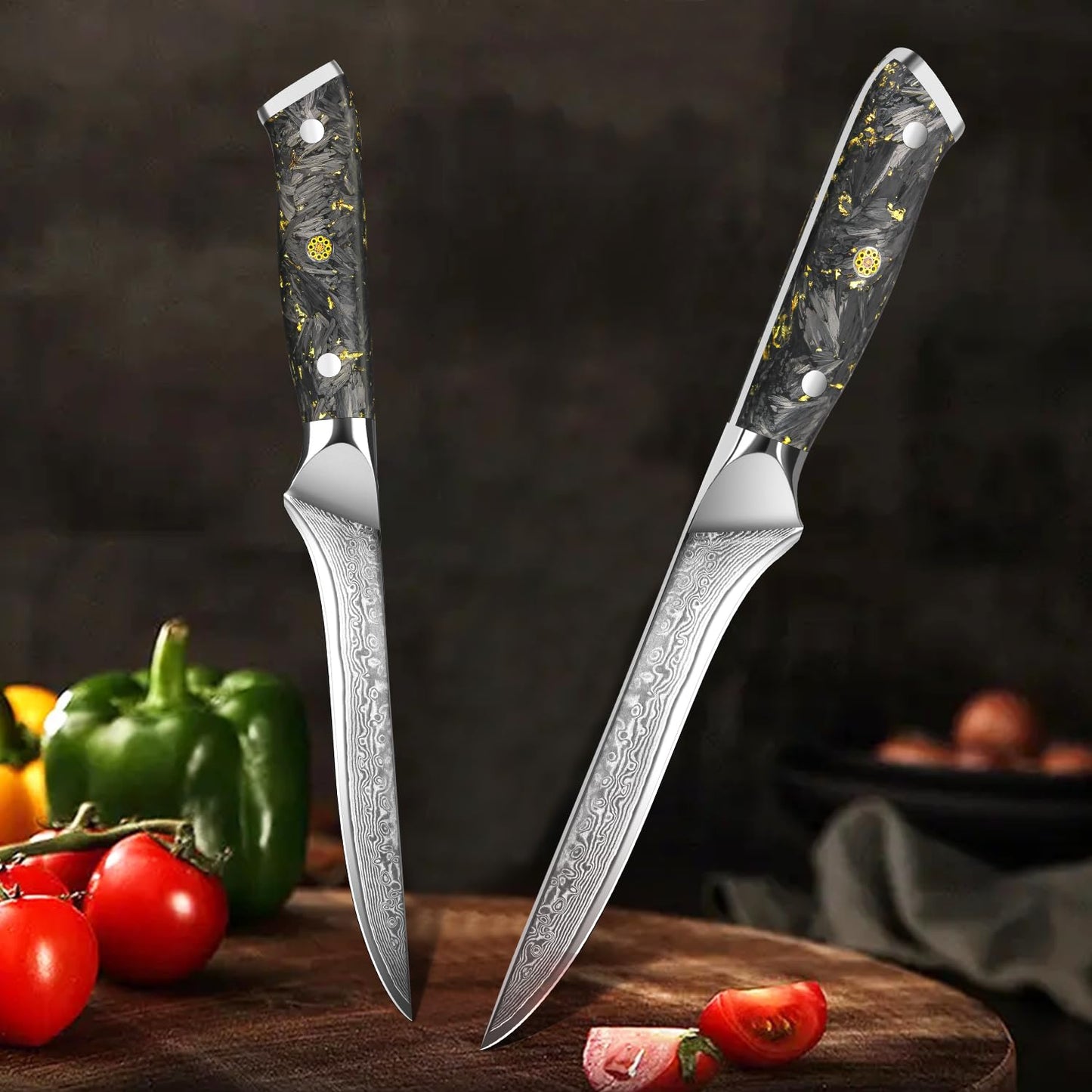 Home Safety Damascus Boning Knife - Damascus Fillet Knife I Extra Sharp 5.7" Blade Made of 67 Layers VG-10 Damascus Steel I Hand-Forged Fish Knife, Gift Box