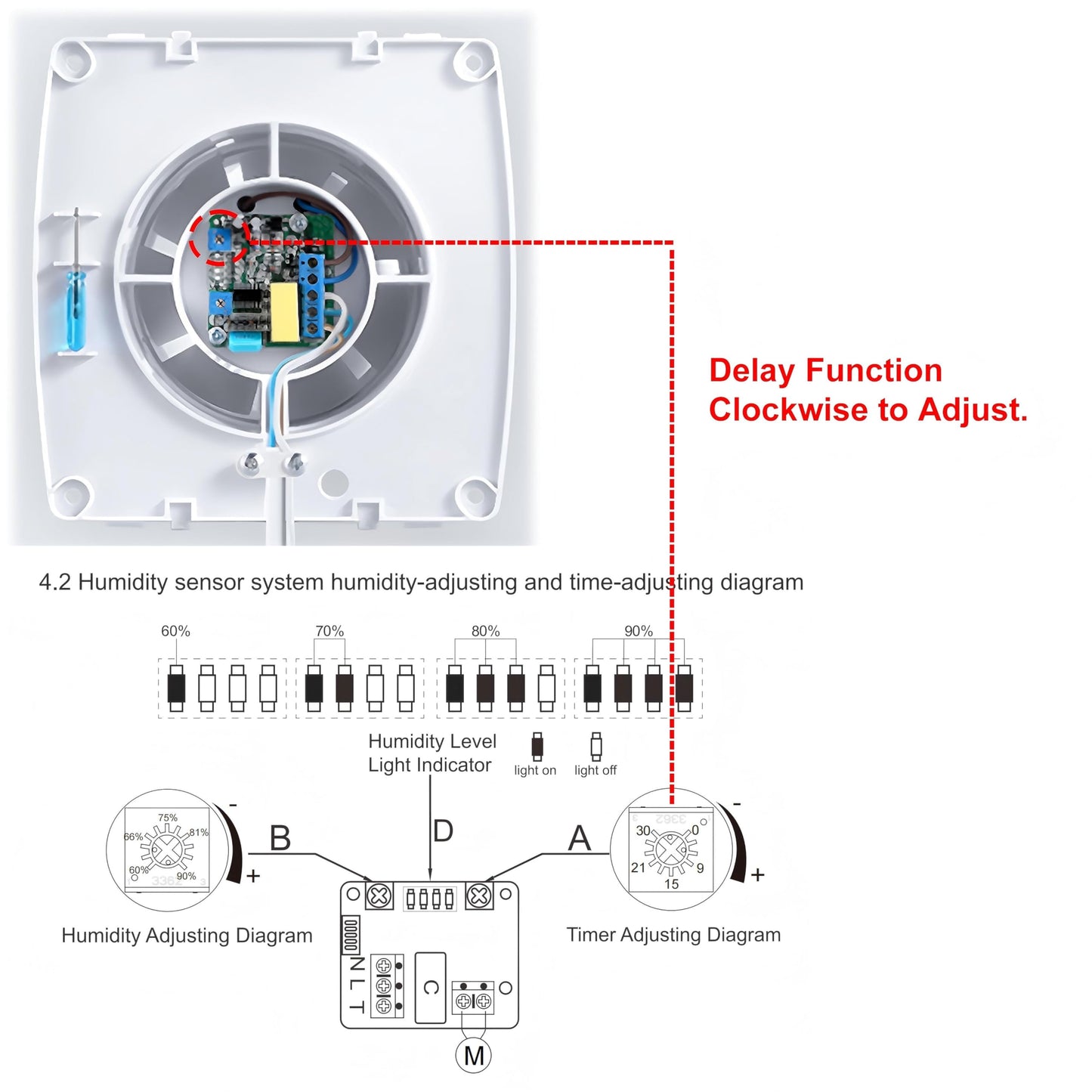 100mm Bathroom Exhaust Fan with Humidity Sensor, Quiet Window Ventilation Fan, Exhaust Wall Fan with Backdraft Damper, Window Mounting Ring, Temperature-Humidity Sensor for Kitchen and Bathroom.
