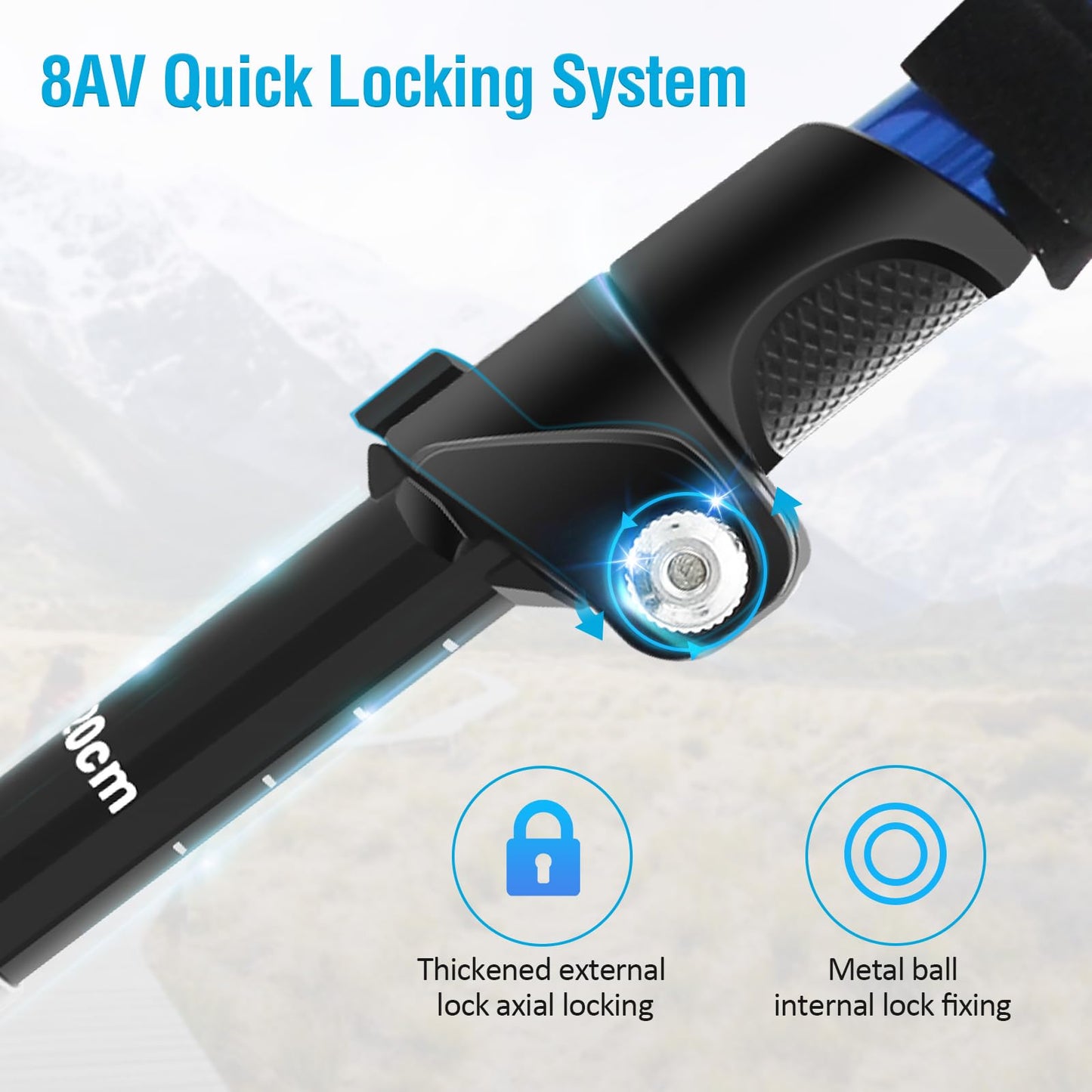 Anykuu hiking poles 2PCS adjustable 110-130cm walking sticks 7075 aluminum ultralight trekking poles with 6 pairs of accessories hiking poles for all terrain walking poles for hiking skiing.