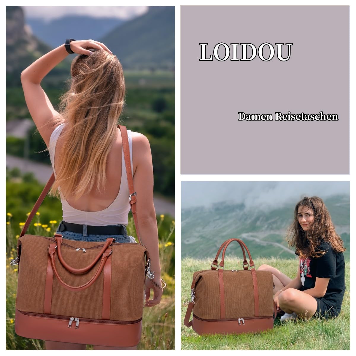 LOIDOU Women Travel Bags Weekender Bag Overnight Shoulder Duffel Carry-on Tote Bag with Luggage Sleeve Shoe Compartment perfect for travel/daily use/birthday gift