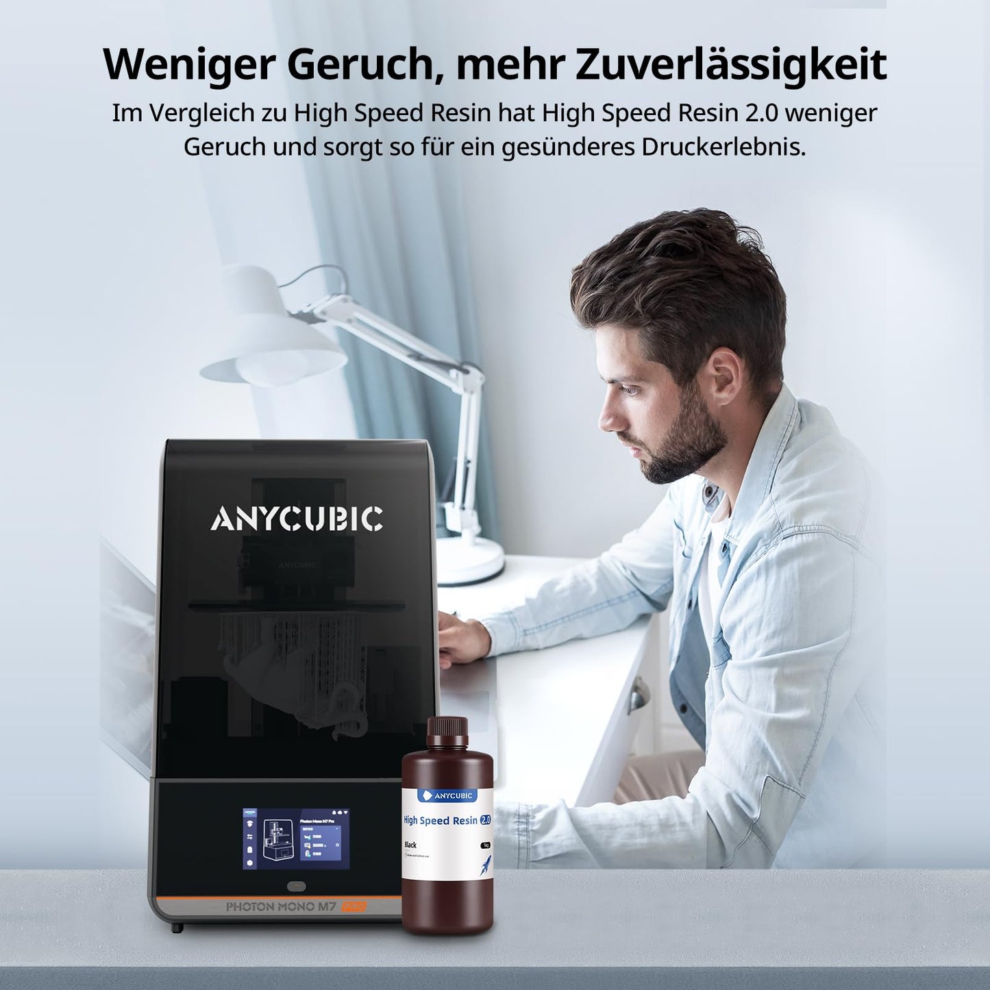 ANYCUBIC High Speed 2.0 3D Printer Resin, Highly active, low viscosity, and high liquid 3D resin, 170 mm/h ultra-high speed printing with Anycubic Photon Mono M7 Pro 3D Printer, Black, 1000g