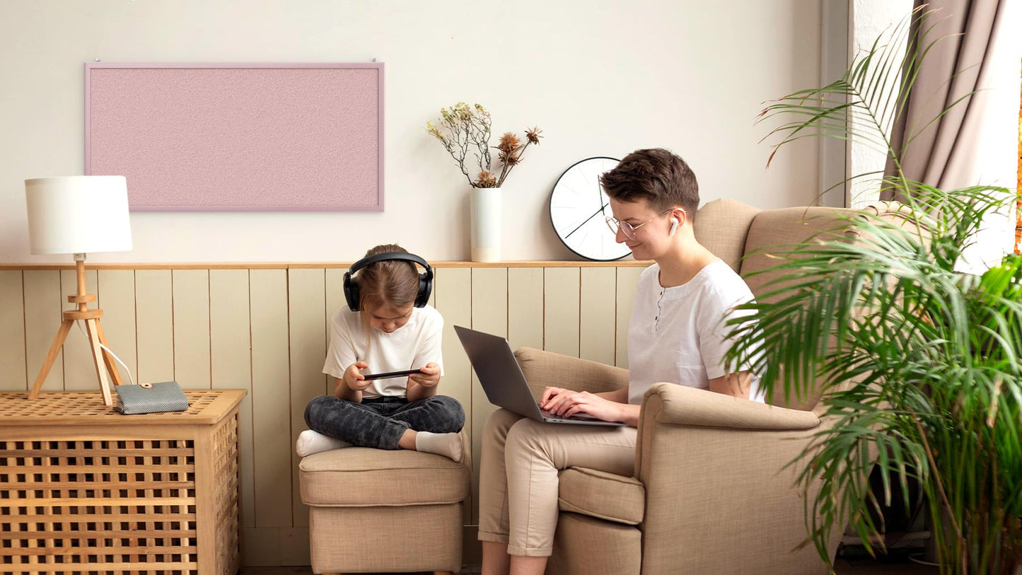 ALLboards pinboard with pink wooden frame 80x40cm cork board cork wall pinboard cork
