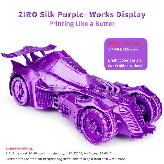 ZIRO Silk PLA 1.75mm Filament, 3D printer filament from the Silk PLA series 1.75mm 1kg, diameter tolerance at +/-0.03mm, Purple