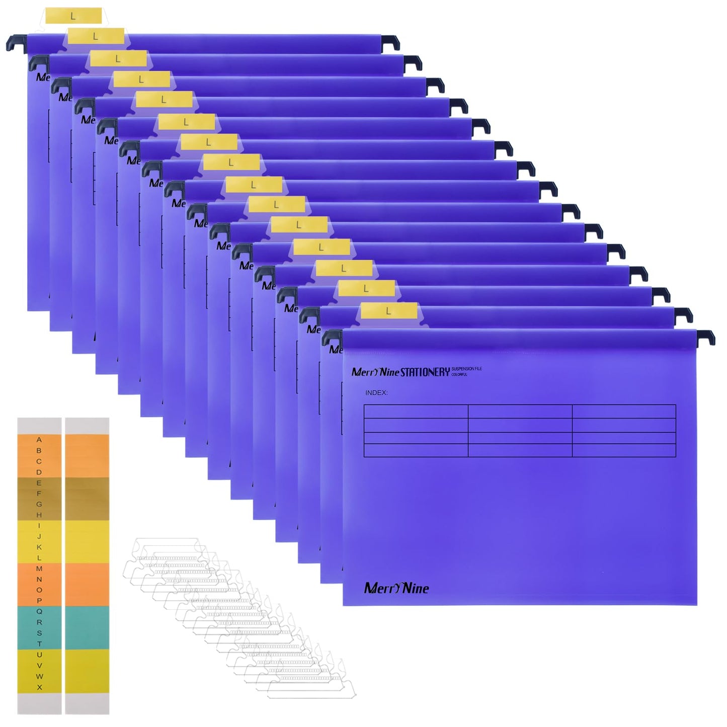 MerryNine A4 hanging file folders made of polypropylene, with tabs and card inserts, for school, home, work, office, organization (1, purple)
