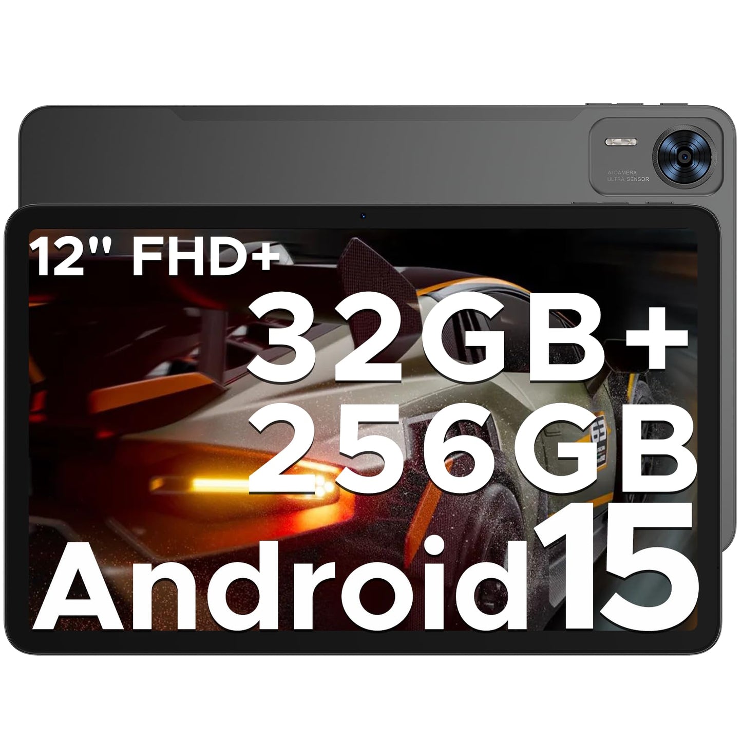 DOOGEE T36 Tablet 12-inch Android 15, 32GB+256GB/2TB TF T620 Octa-Core, 2.4K 90Hz display, 8800mAh, Gaming Tablet with SIM card slot, 4G LTE, Bluetooth 5.0+5G WiFi, Metal body - Black