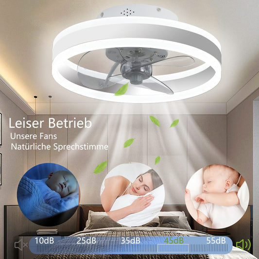 Wildcat ceiling fan with lighting, LED ceiling light with fan 48W ceiling lamp, 3 color temperatures (3000-6500K) & 6 fan speeds, Quiet ceiling fan light...