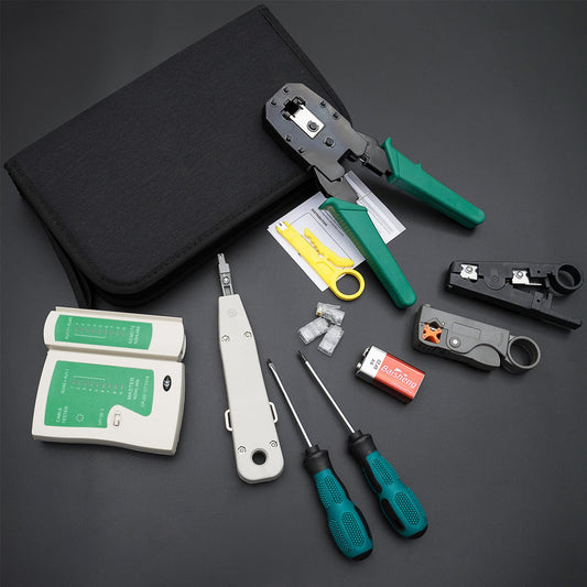 SGILE 12 in 1 Network Tool Set for RJ45, RJ11, RJ12, Repair Tools, Cable Tester Kit, Patch Cable Tester, LAN Cable Tester for DIY Home Computer Maintenance.