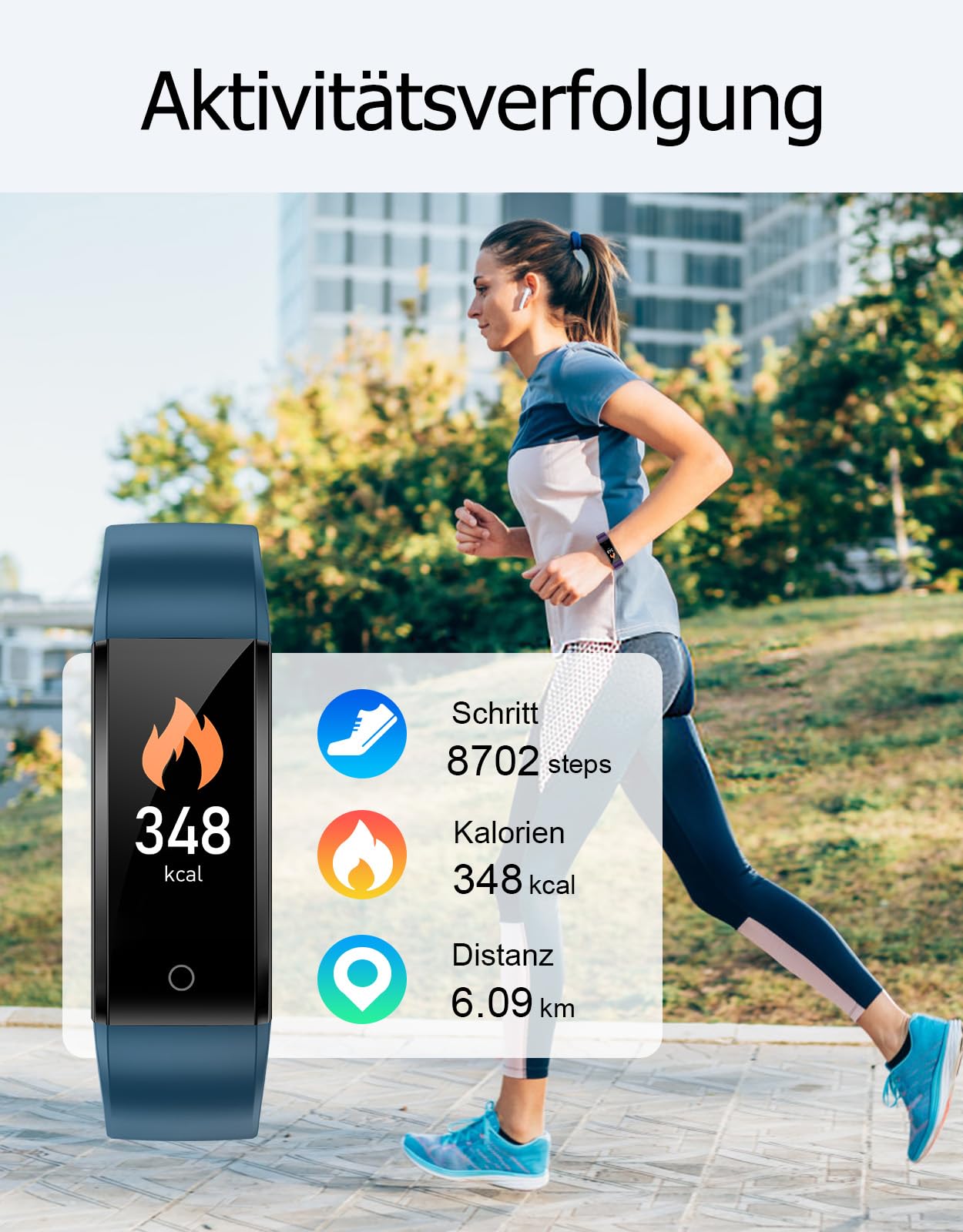 GRV Pedometer Watch without Bluetooth/App/Phone for Women and Men, Kids Fitness Tracker with Pedometer, Calorie Counter, Sleep Monitoring, IP68 Waterproof
