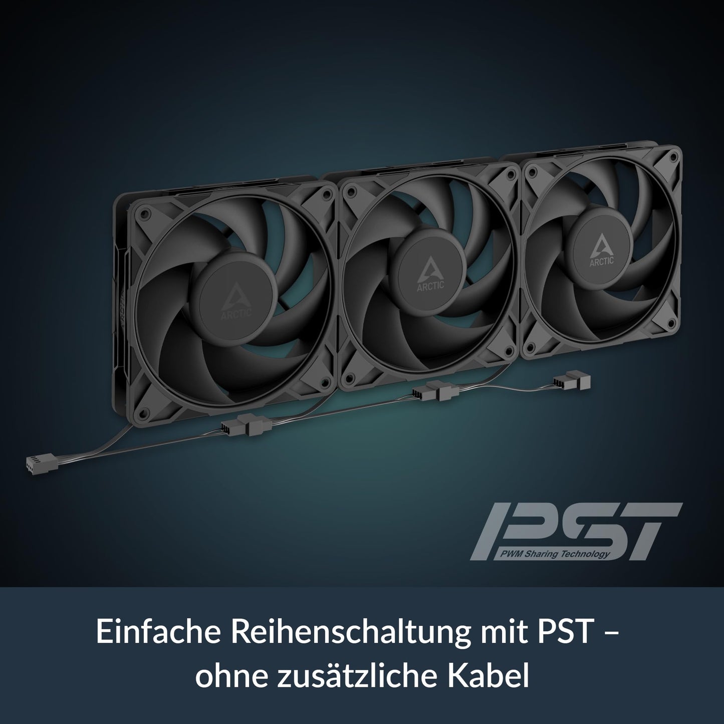 ARCTIC P12 Pro PST (5 pack) - High-performance premium PC fan, 120mm PWM case fan with Y-cable splitter, chassis fan, 600-3000 RPM, 0 RPM <5% PWM, hydrodynamic bearing, 4-pin - Black