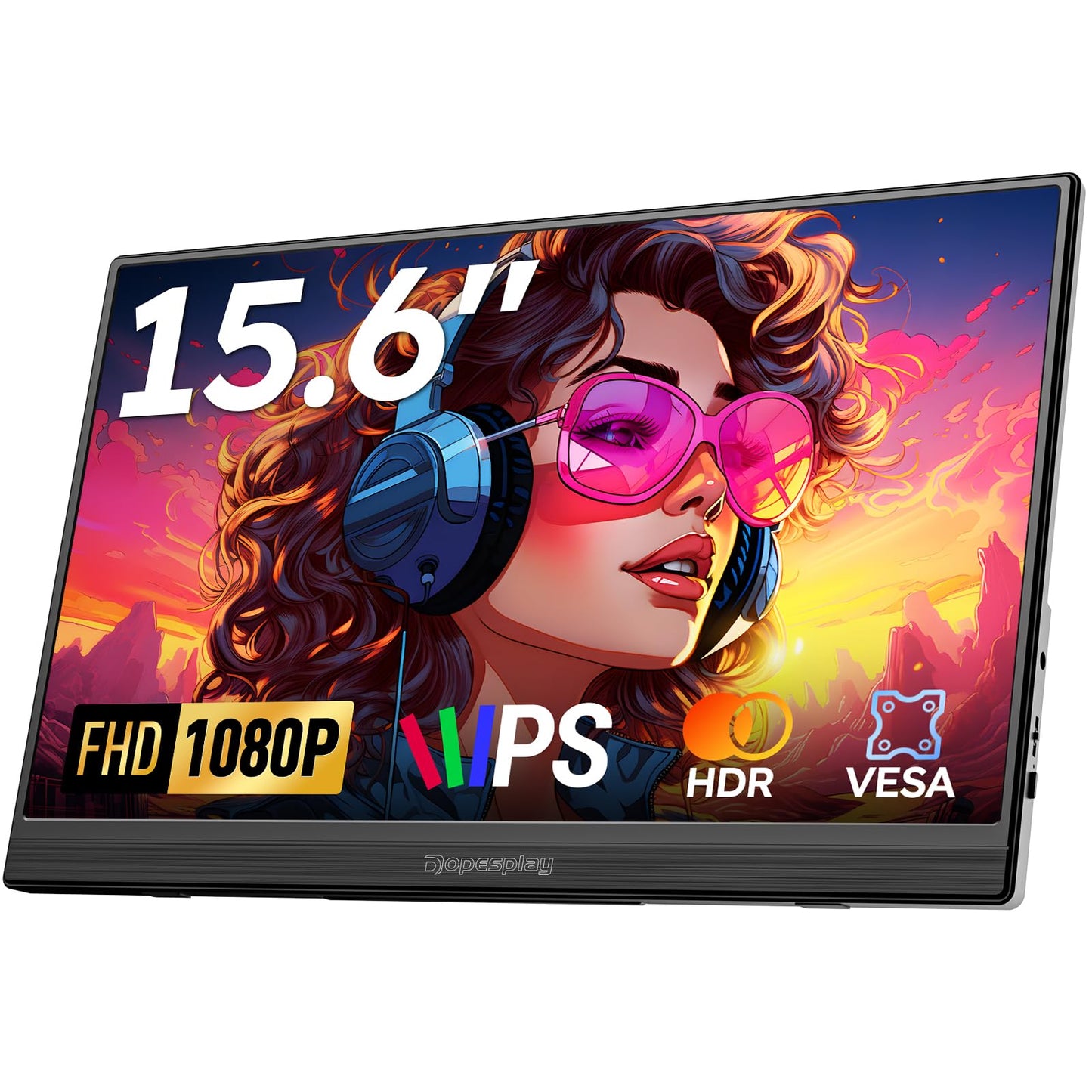 Dopesplay 2025 Latest Portable Monitor 15.6-inch, FHD 1080P IPS Ultra-slim, Mobile Monitor with Kickstand, USB Monitor for Laptop, PC, Mac, PS4/5, Xbox, and Switch.