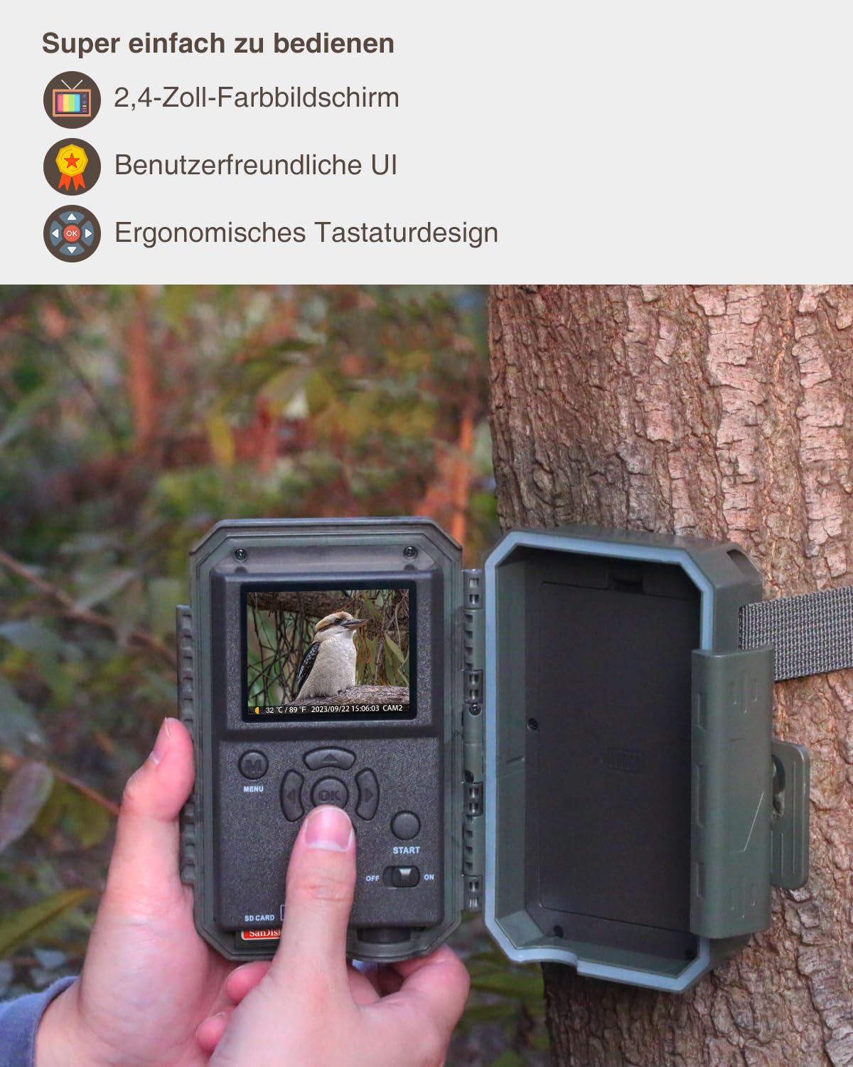 GardePro A5 trail camera 64MP 1296P H.264 video, wildlife camera with motion detector night vision up to 30m, no-glow infrared wildlife camera outdoor waterproof animal camera