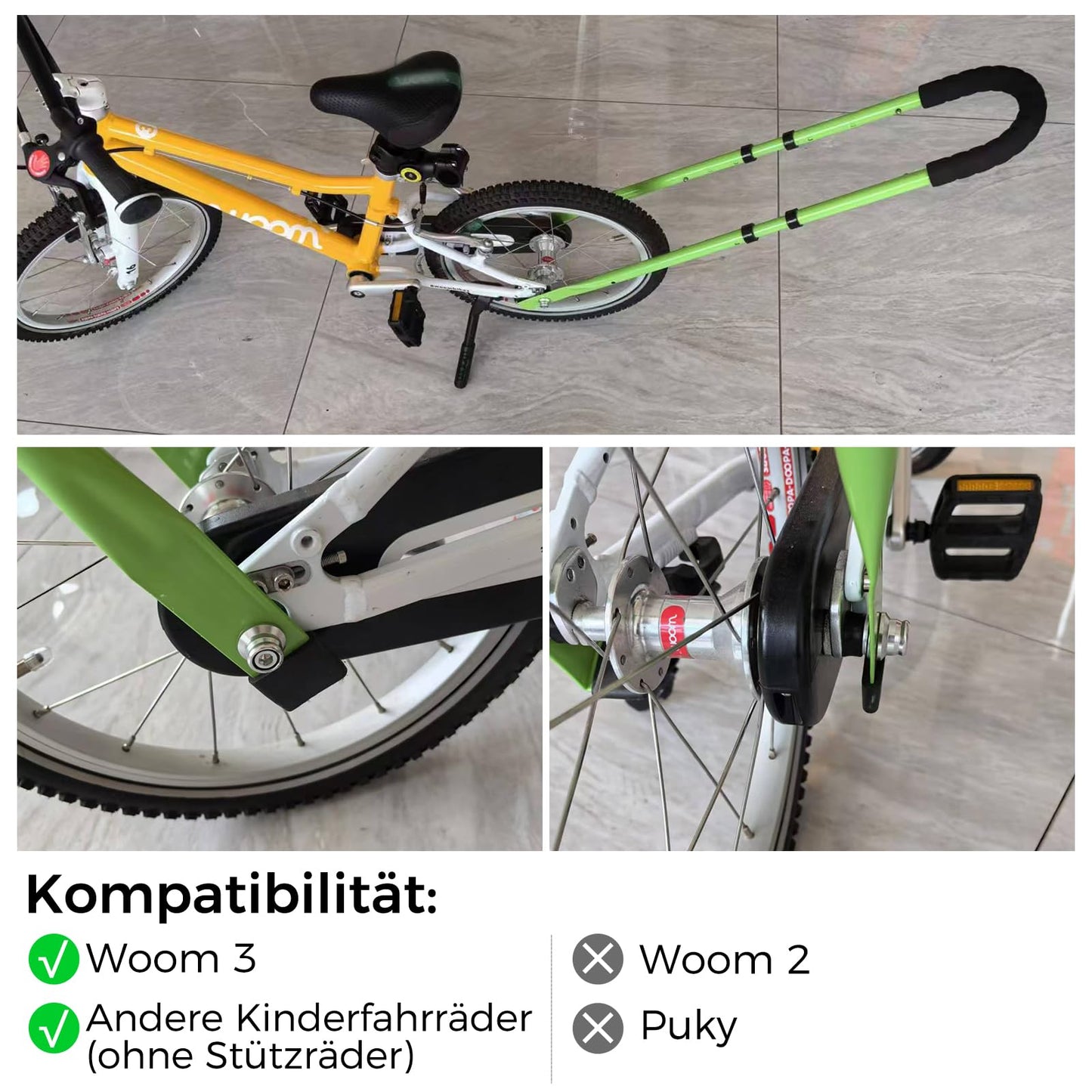 HANDSONIC bike handle for children's bike, kids bike push and bike riding learning aid pushrod non-slip safety grip bike handle