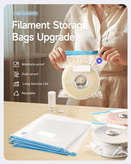 Filament Vacuum Bag Kit with Automatic Pump, 20 Filament Storage Bags 34*30 cm for 1.75mm 3D Printer Filament