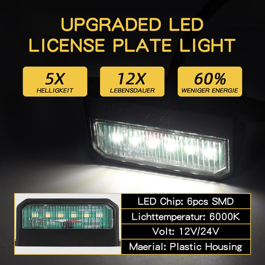 AOHEWEI 2 x LED License Plate Lights Rear License Plate Lights 12~24V Waterproof Perfect For Truck Or Boat