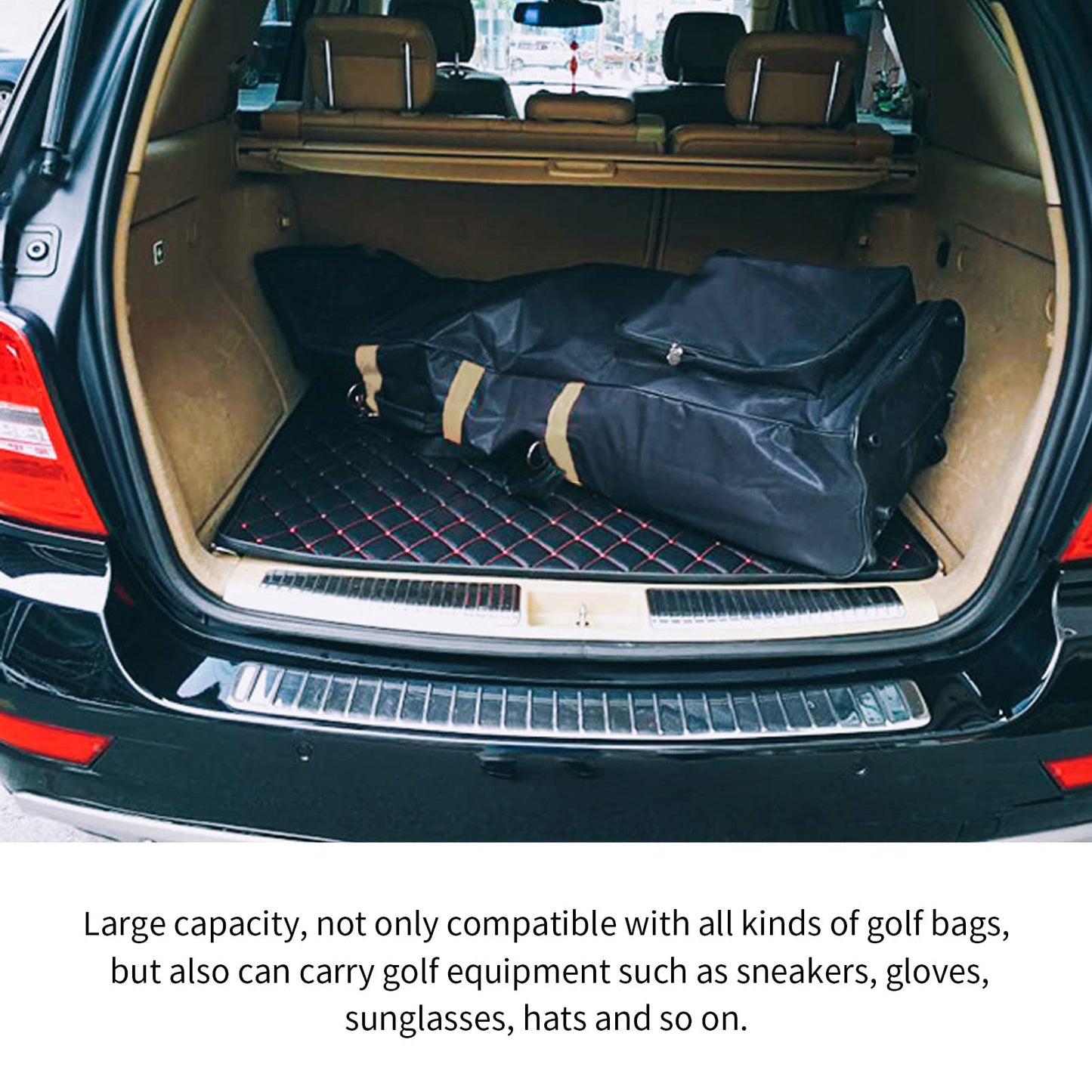 Golf travel bag with wheels Foldable 600D Golf Aviation Bag Storage Bag Club Case (Gold)