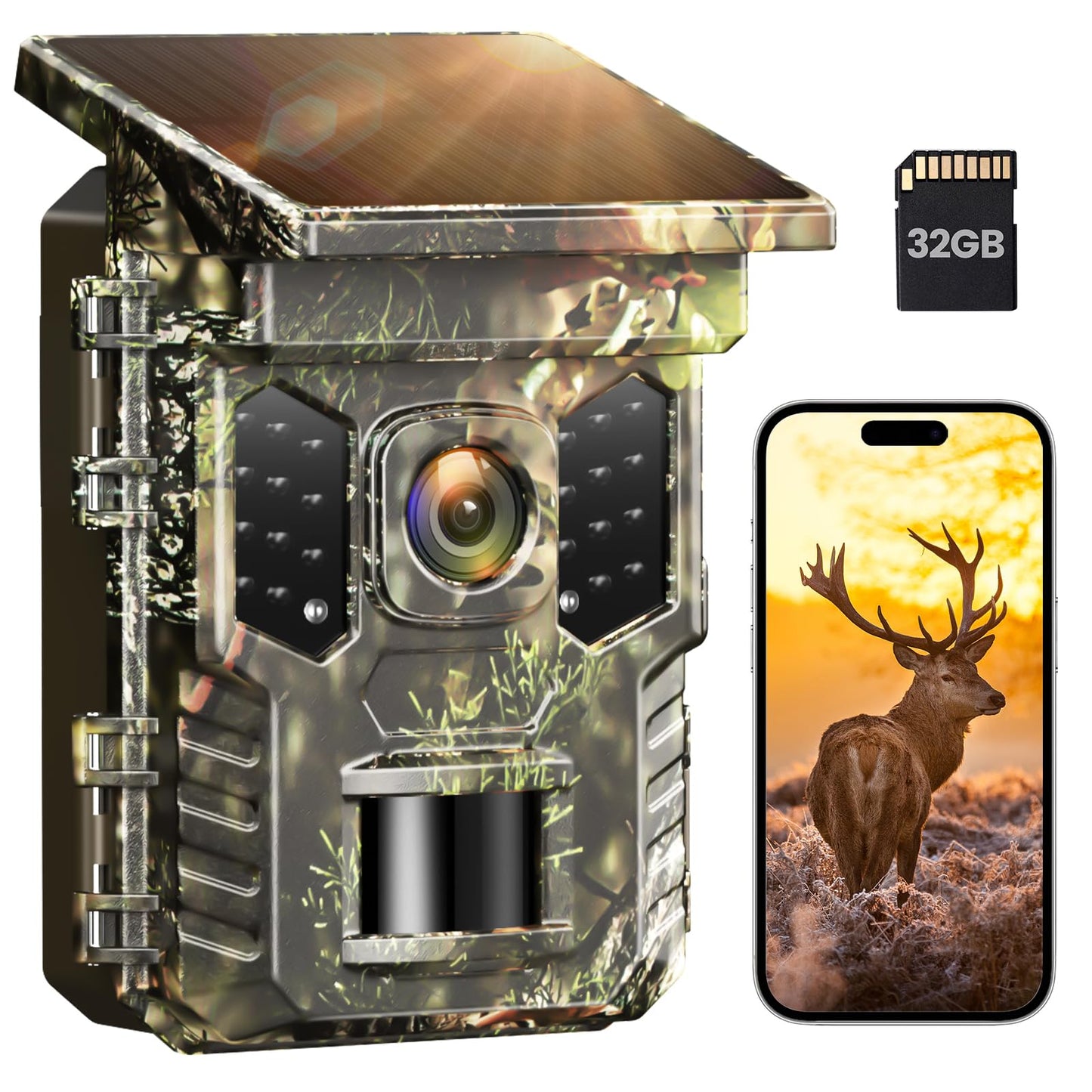 XTU Trail Camera with Cell Phone Transmission App, 4K WiFi Wildlife Camera with Motion Sensor Night Vision, Includes 32GB SD Card, IP66 Waterproof, Built-in 2600mAh Rechargeable Lithium Battery, 0.2S Trigger