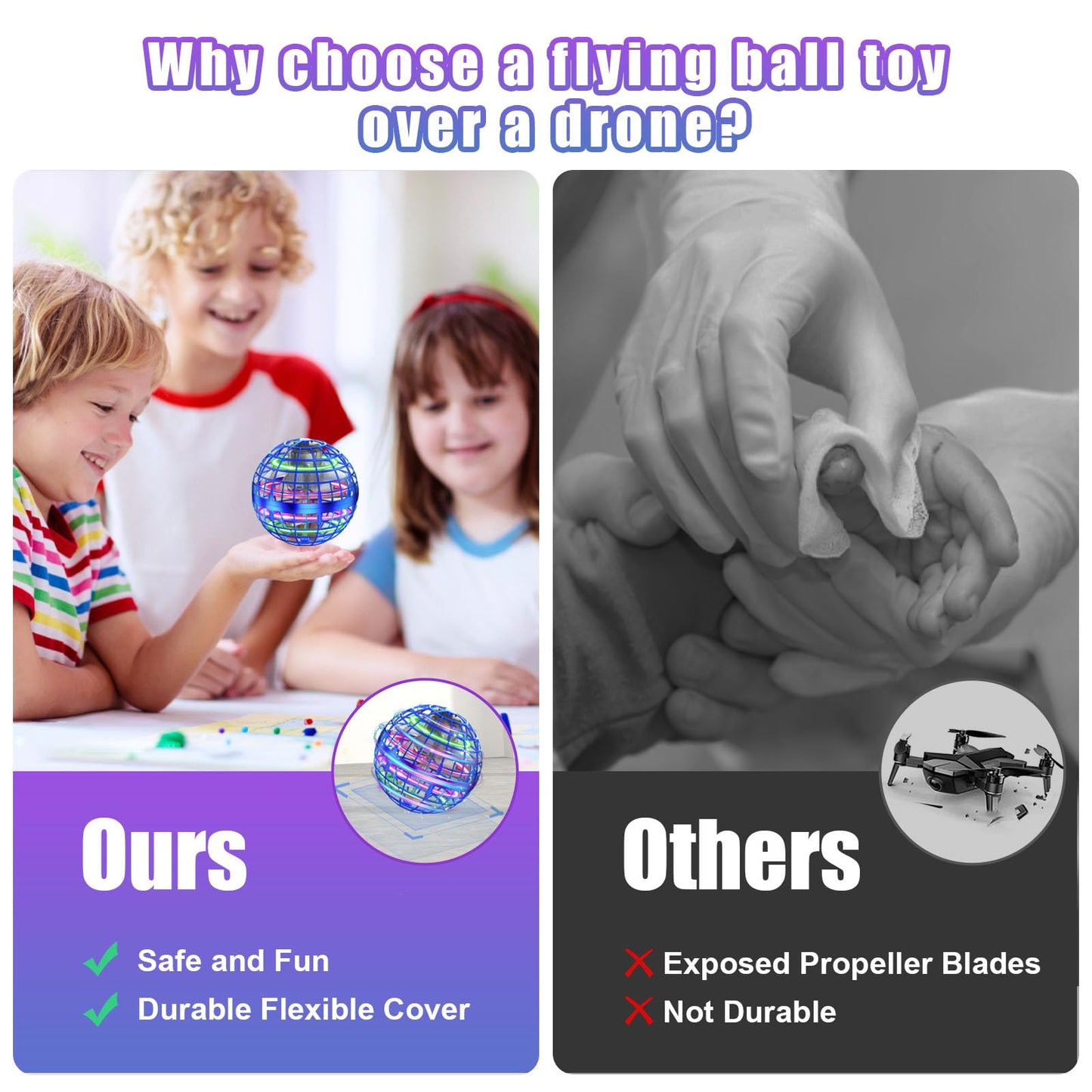 XINHOME Flying Ball, Flying Ball with LED lighting, Orbi Ball Drone Flying Orb Ball Hover Toy Gifts for Boys Girls 6-12 Years Old Flying Orb Ball Toy Blue
