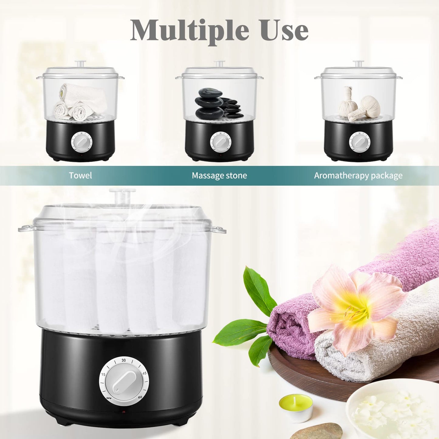 Aomdom Electric Towel Warmer, Towel Steamer with Towel Clip, Hot Towel Warmer Spa. Quickly heats up to 202°F within 10 minutes for spa/face care/hair salon/home use.