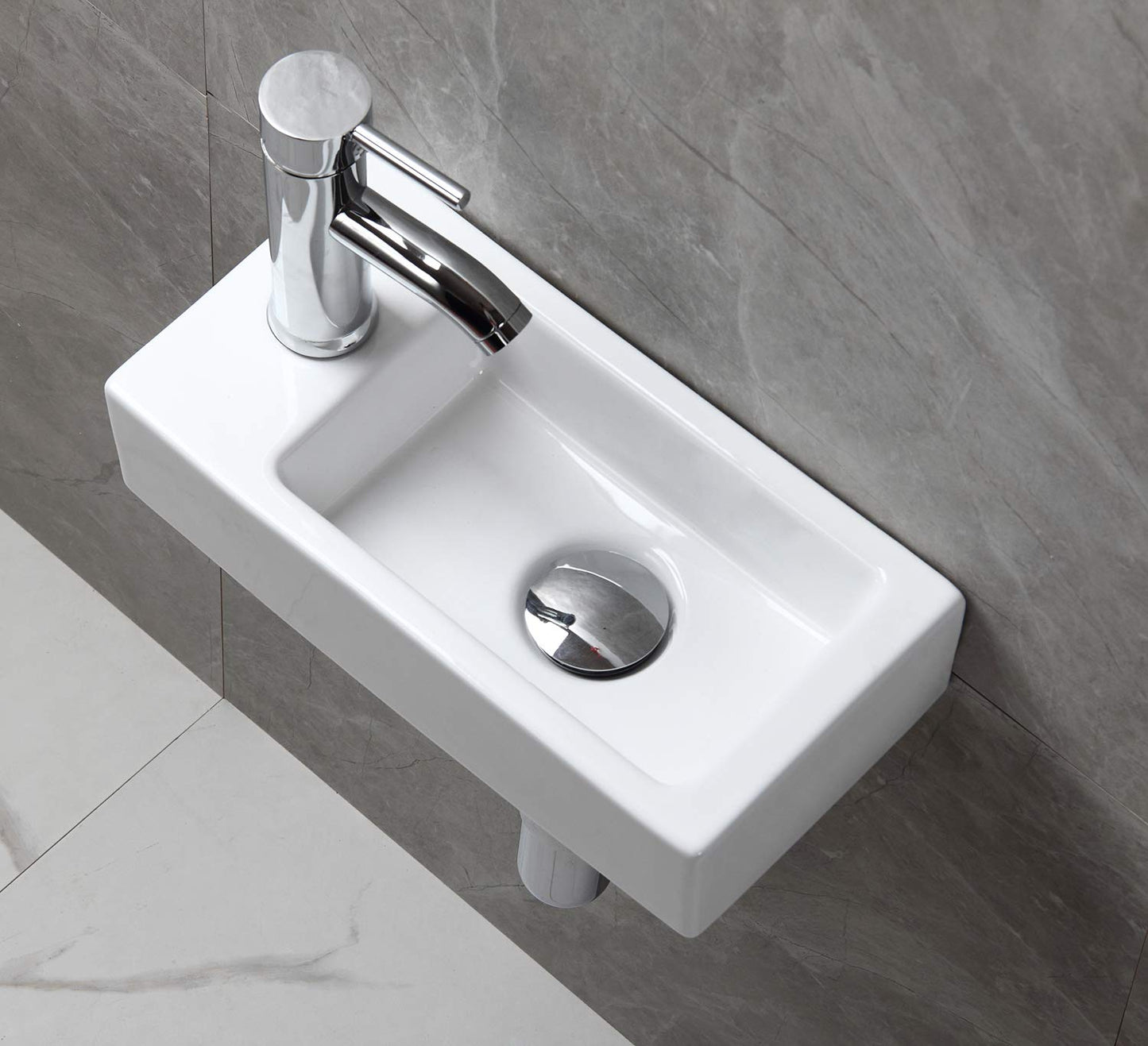 Ceramic Wall-Mounted Small White High-Quality Sink Rectangle Left Hand Sink for Cloakroom Bathroom Toilet