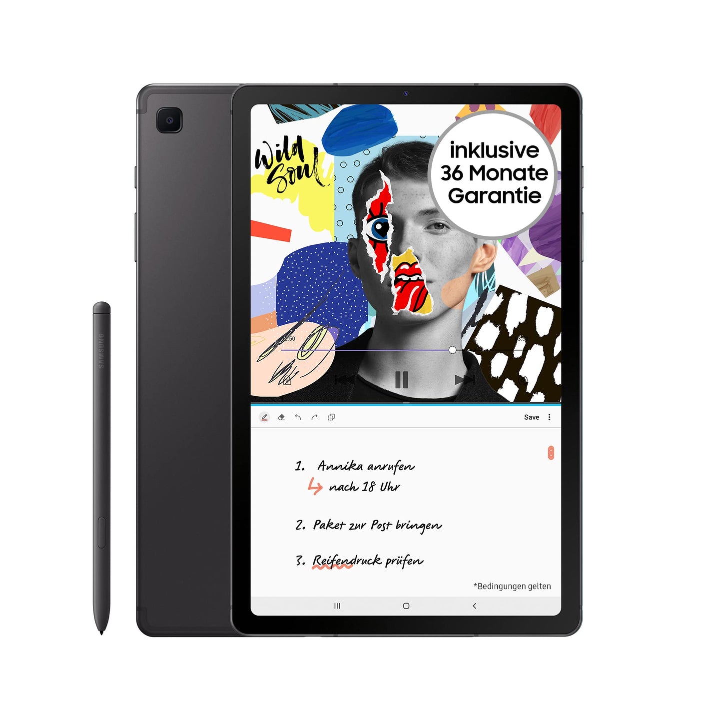 Samsung Galaxy Tab S6 Lite (2022), 10.4-inch TFT display, 64GB storage, WiFi, Android tablet with S Pen, Oxford Gray, includes 36-month manufacturer warranty.
