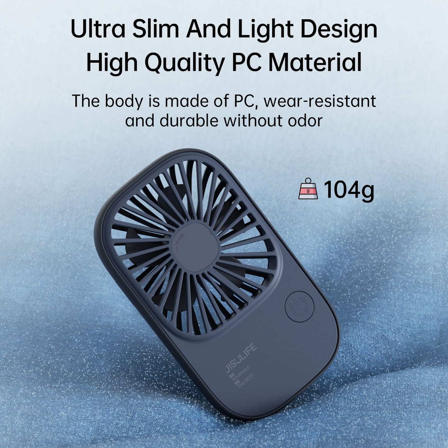 JISULIFE Handheld Fan Mini Fan, Small Portable Fan with Stand, Rechargeable USB Eyelash Fan with 3 speeds, Makeup Fan for Office Outdoor Blue