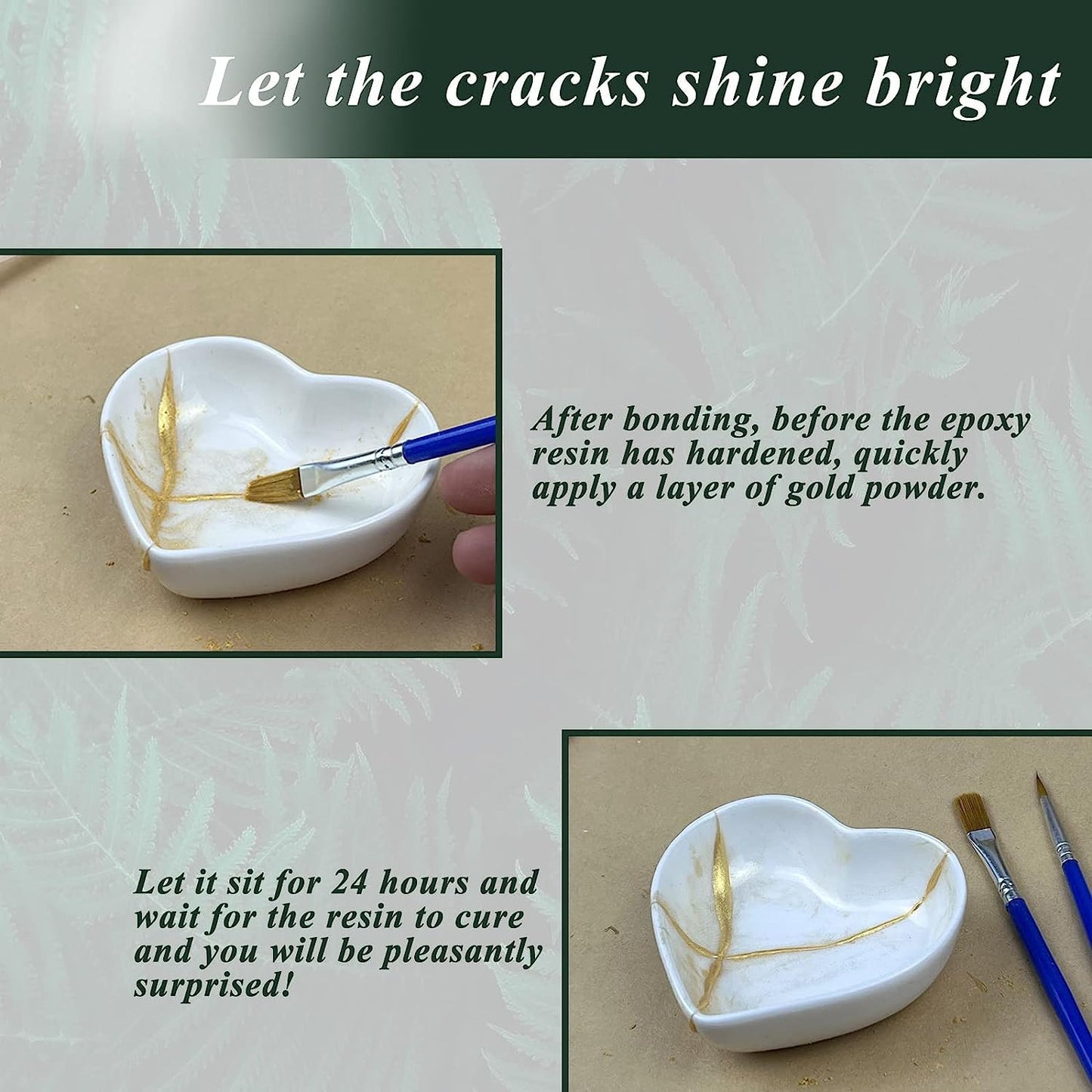 MUFUN Kintsugi Kit, Kintsugi Repair Set, Repair Ceramic Bowls & Vases with Gold Powder Adhesive, Beginner Kintsugi kit, perfect for beginners, easy Kintsugi Craft.