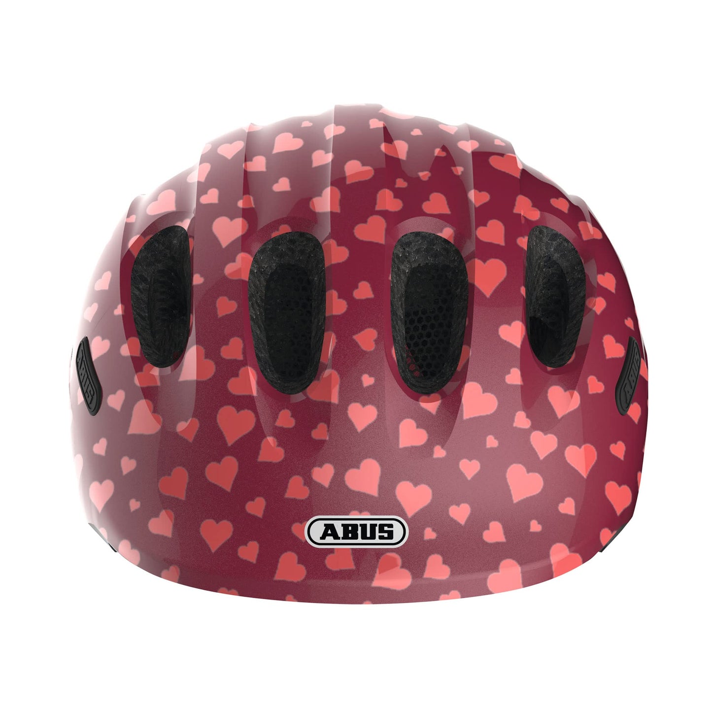 ABUS Children's Helmet Smiley 2.0 - Sturdy bike helmet for girls and boys - Red with heart pattern, size S