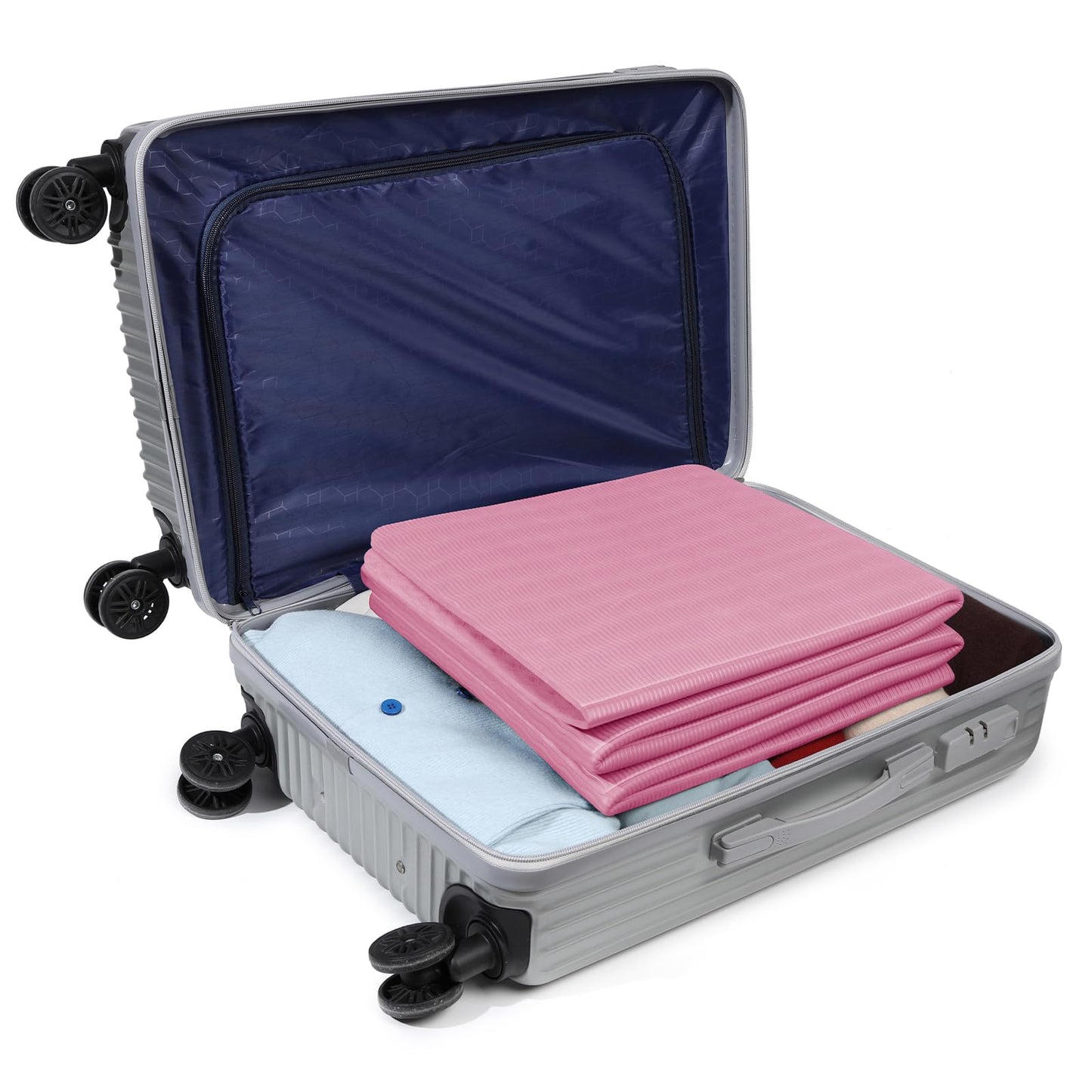 Good Night Folding Yoga Mat Non-slip Portable Fitness Mat Foldable Lightweight Gymnastics Mat Pilates Sport Travel Yoga Mat 183 x 61 x 0.6 cm (Pink)