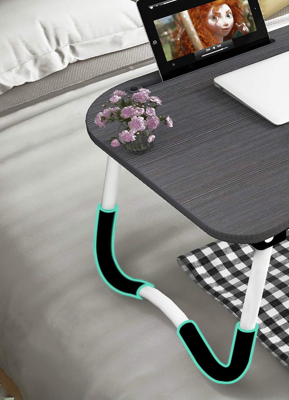 Adjustable laptop bed table Lap Standing Desk for bed and sofa Laptop Lap Desk Folding Breakfast Serving Tray Notebook Stand Reading Holder for couch floor Kids (60 x 40 cm)