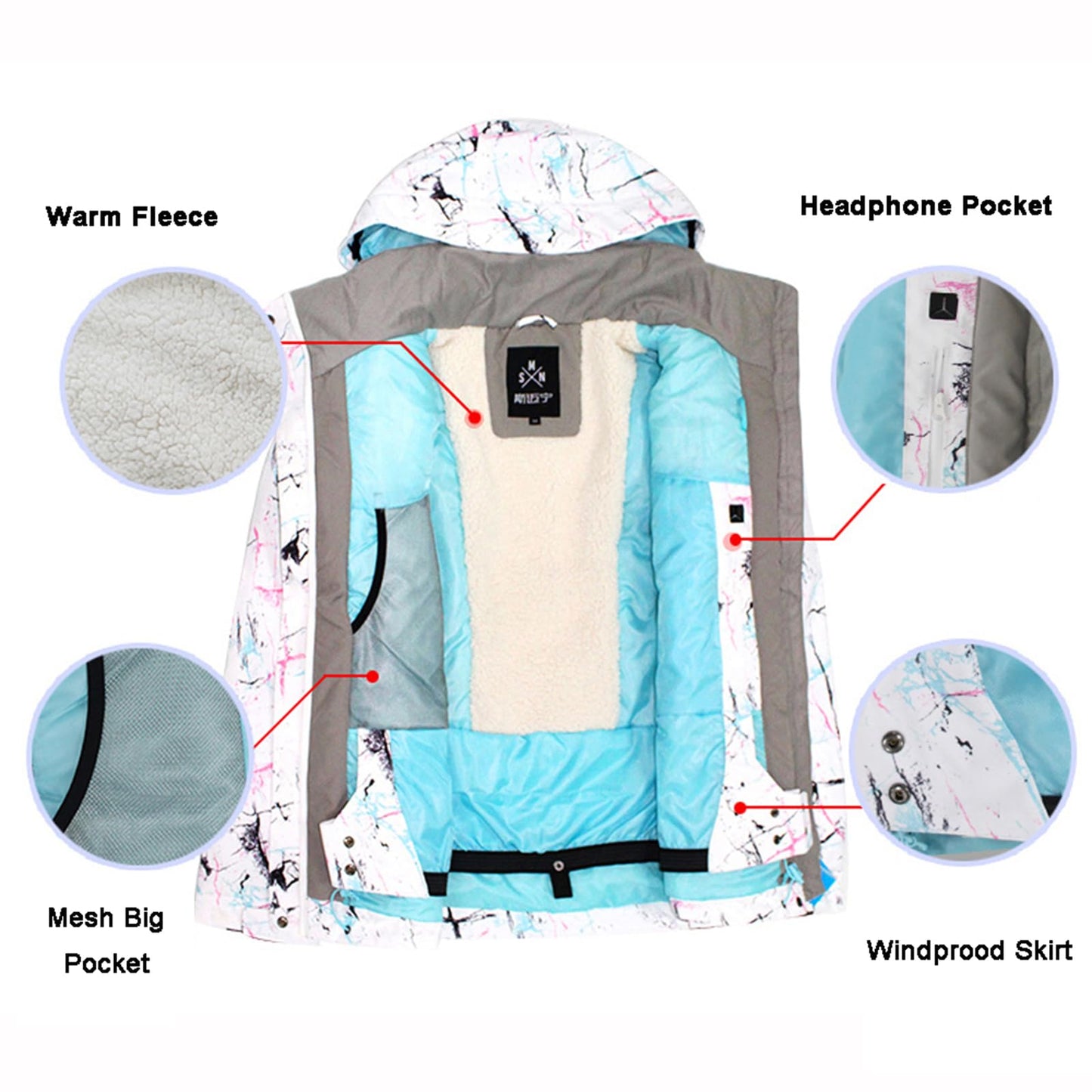 Womens ski suit snow suit windproof waterproof skiing snowboard jacket bib set for skiing snowboarding climbing SMNWT+Blue XS