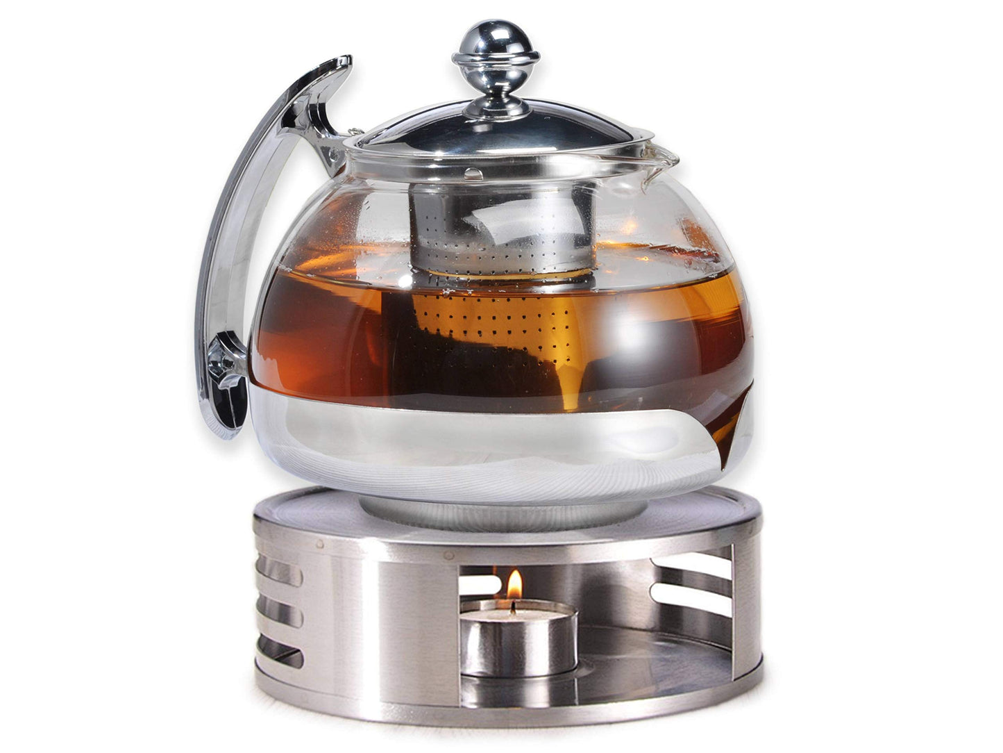 Gravidus tea set with glass teapot, infuser, and warmer - 1.2 liters - tea maker & tea warmer - tea set