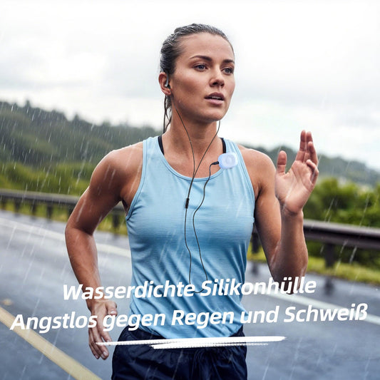 AGPTEK Mini Clip 8GB MP3 player with earhook headphones and silicone case, lightweight sports music player with 5 buttons and 2 function switches, (packaging MULTIPLE USE) Blue.