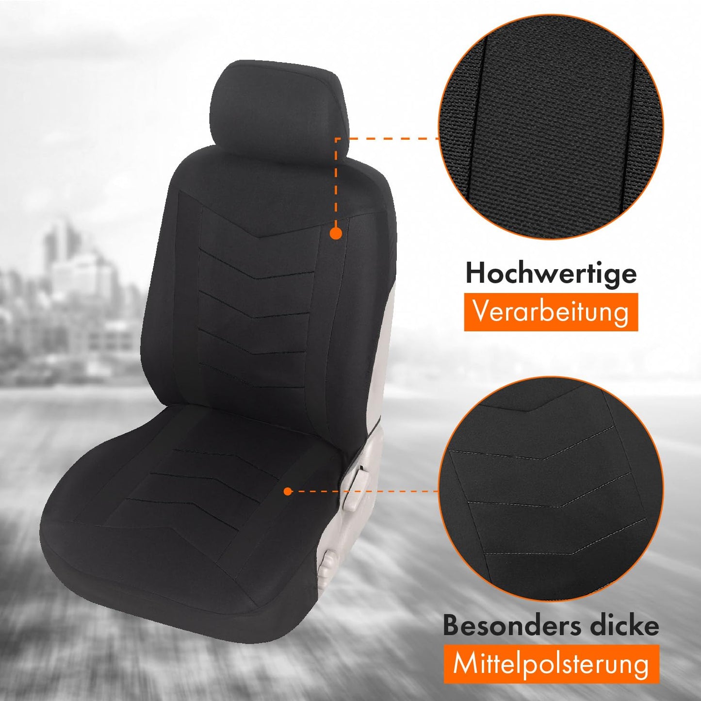 Upgrade4cars car seat covers set for the front seats in black | Car protectors universal black car seat cover for summer and winter | Car accessories for interior | Gifts for women and men