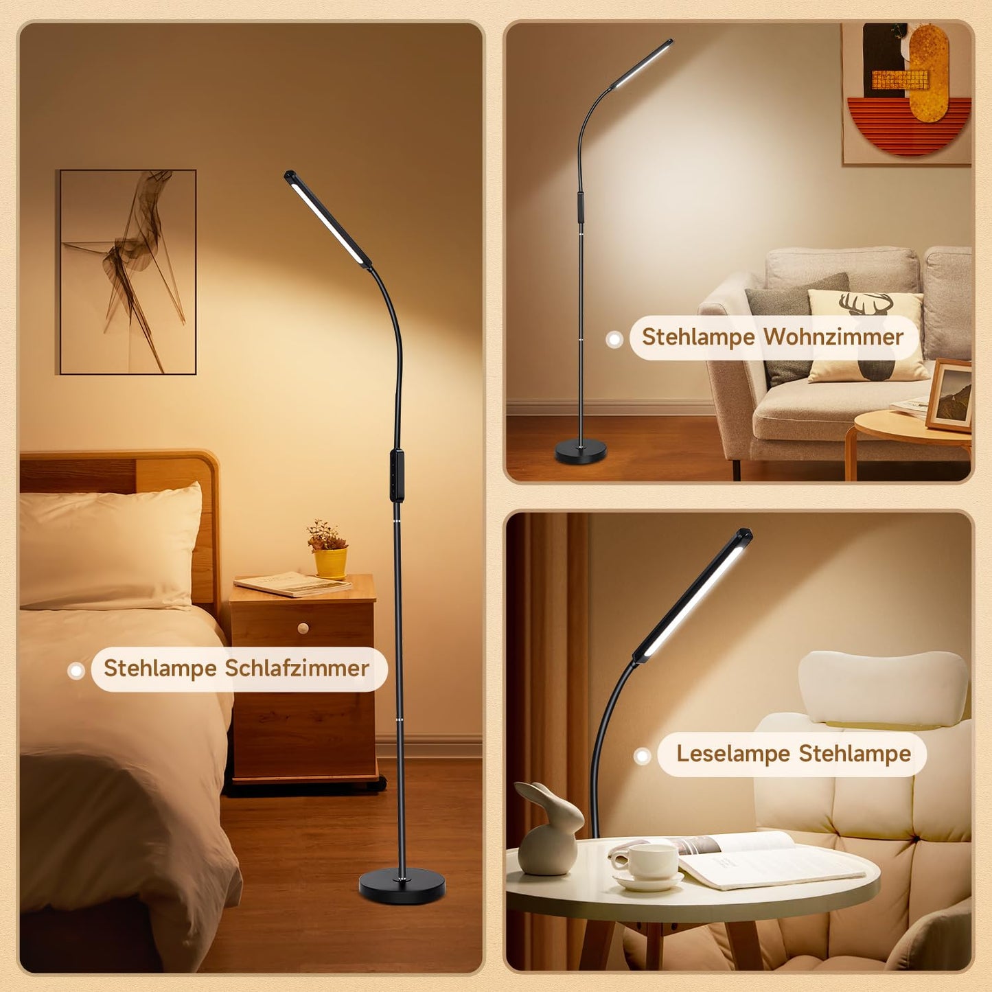 Floor lamp living room, dimmable floor lamp, 25 modes LED floor lamp living room dimmable, 1000 lumens reading lamp, black LED floor lamp, remote control/timer. Floor lamp, living room standing lamp.