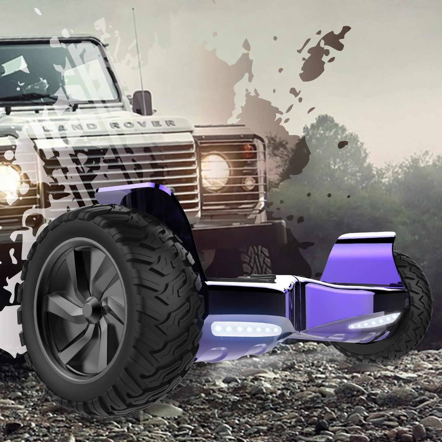 GeekMe Hoverboards Offroad 8.5 Inch, SUV Hoverboards with APP, Bluetooth Speaker, Dual Motor, LED Lights, All Terrain Hoverboards for Kids and Adults