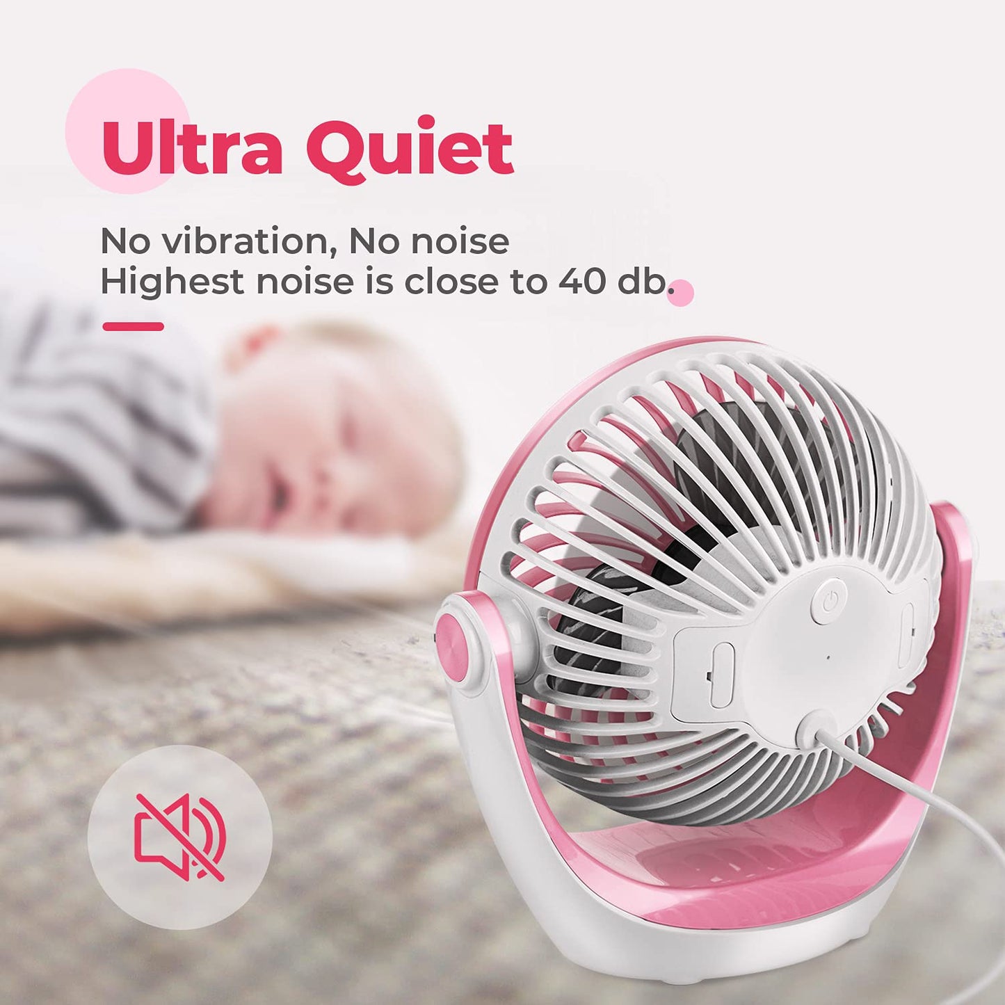 OCOOPA USB Fan, small desk fan with strong airflow and quiet operation 3 speeds, 360° rotatable head, easy to carry for office, home, and outdoor.
