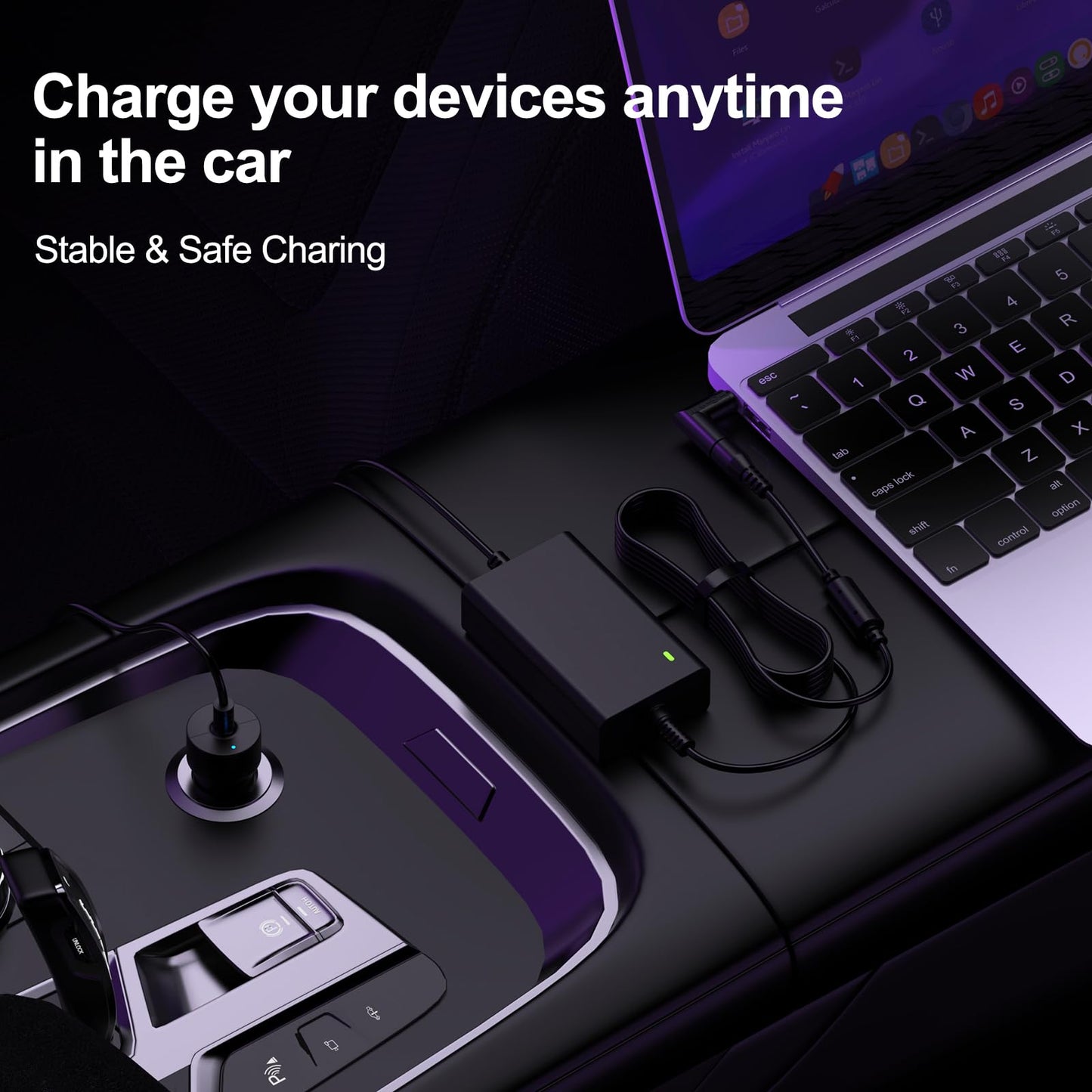 90W Universal Car Laptop Charger DC Adapter for HP Pavilion Acer Aspire Swift ASUS Vivobook Lenovo Ideapad Dell Sony Toshiba Samsung JBL Fujitsu Medion Tablets with 16 adapter plugs.