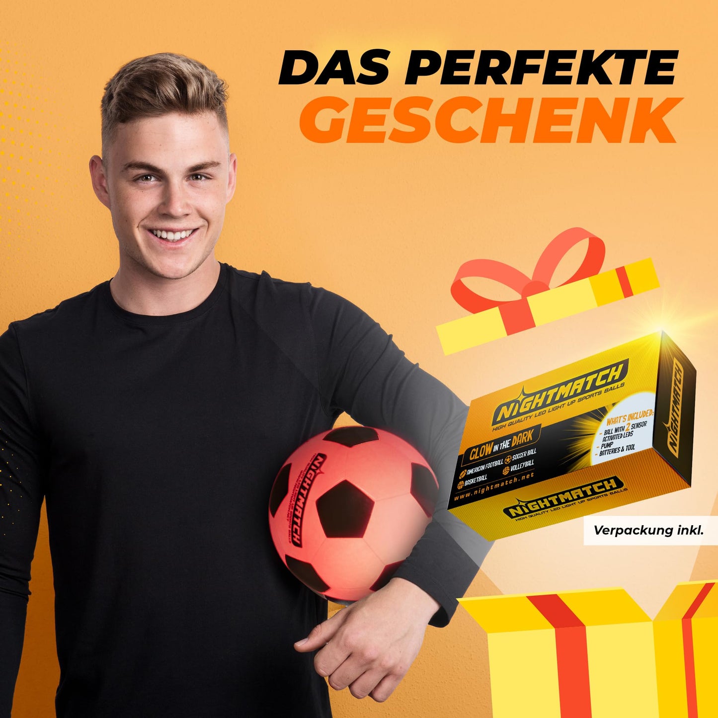 "NightMatch LED Light Up Soccer Ball | Official Size 5 | Waterproof | Glows in the Dark | Soccer for Kids & Adults | Illuminated Soccer Ball | Indoor & Outdoor"