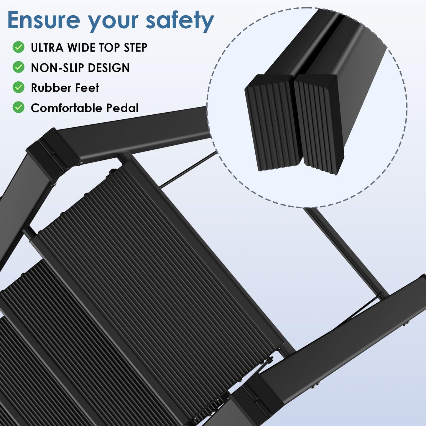 TLGREEN Aluminum Step Ladder 4-Step Foldable Ladder Non-Slip Step Ladder Household Ladder Multifunctional Step Stool Easy to Store up to 150kg Capacity for Kitchen Household Outdoor Office Black