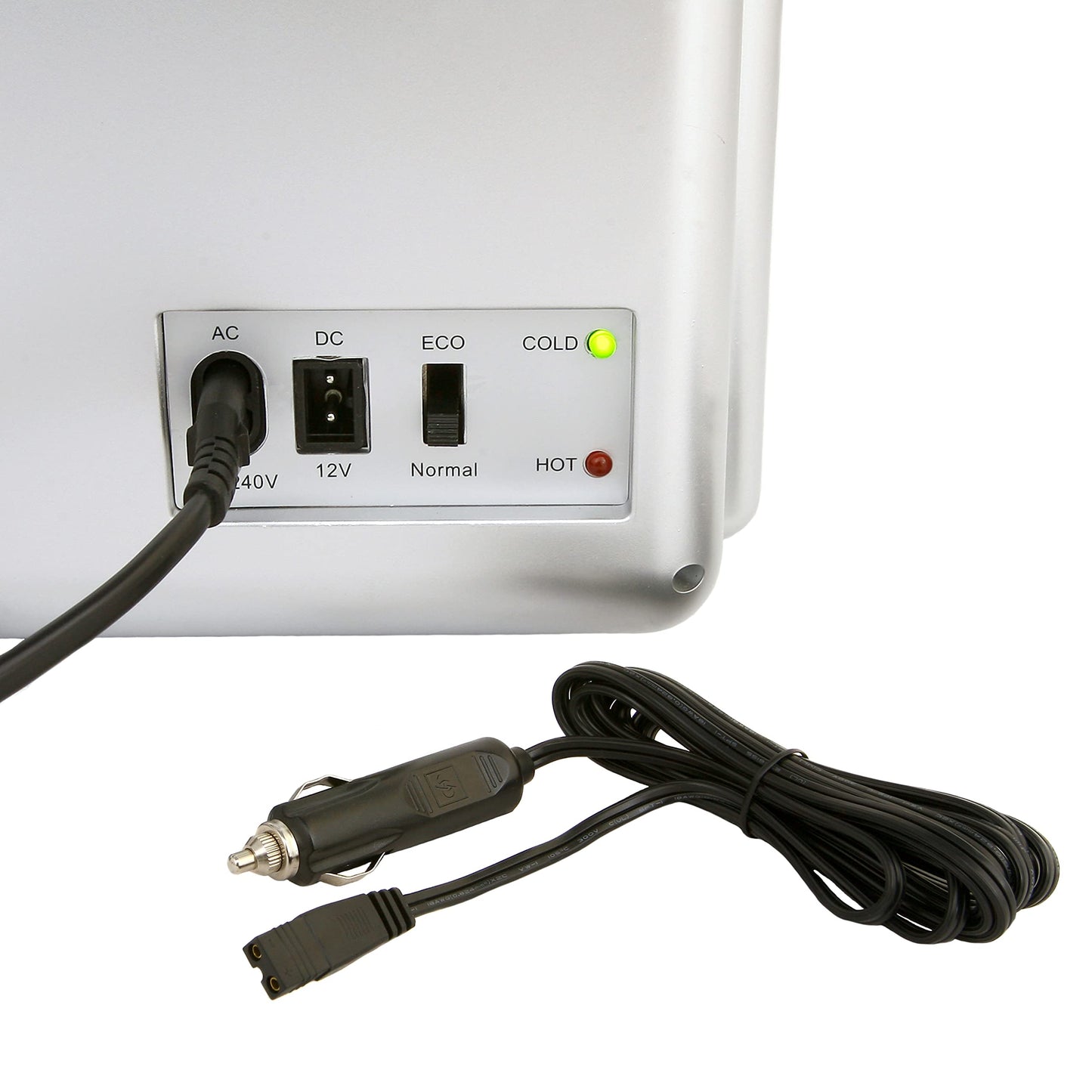 JUNG Mini Fridge CR8062 20L, cooling and heating function, 2 connectors, LCD display, silver.